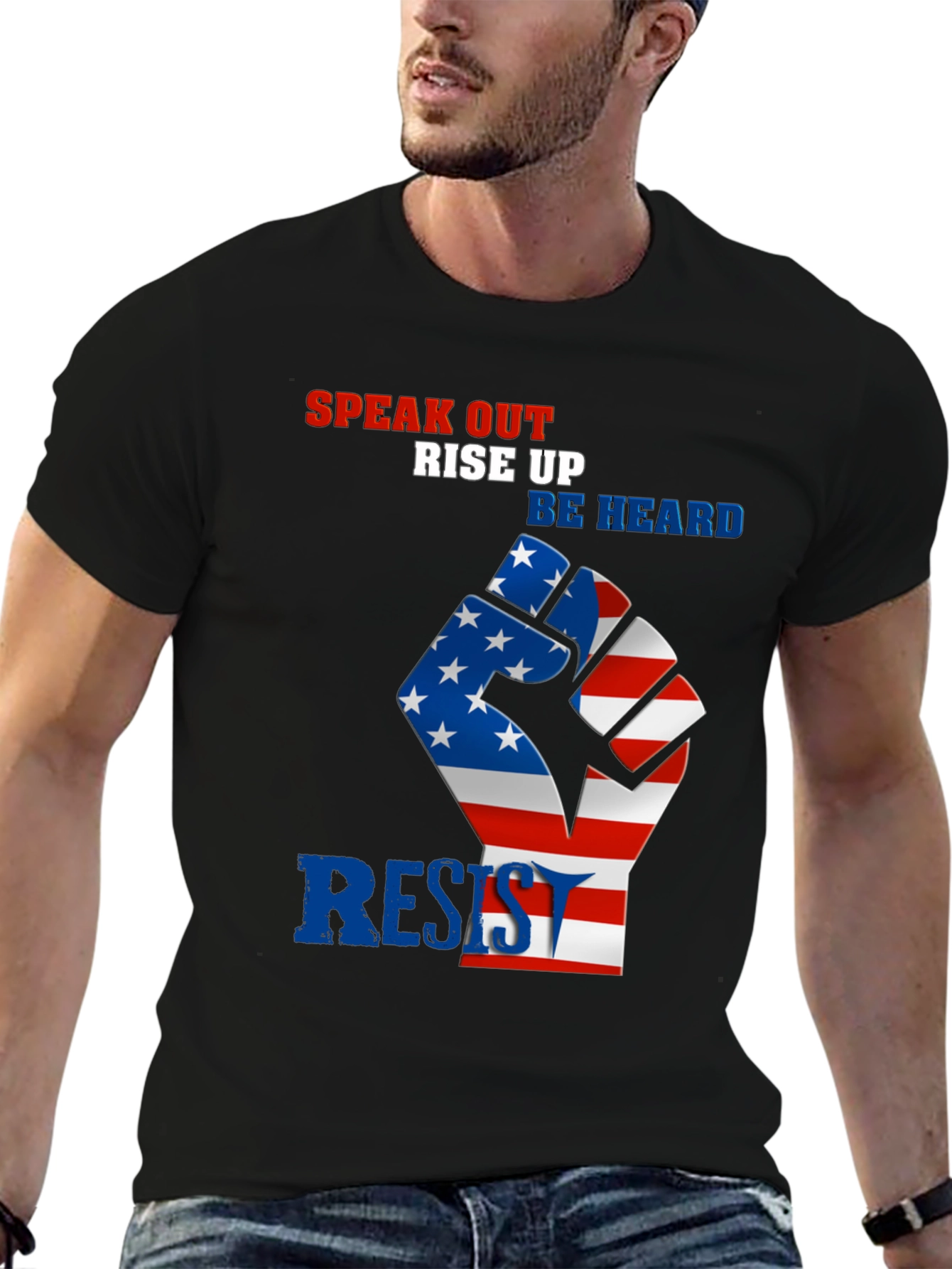 Patriotic Resist Fist Graphic T-Shirt