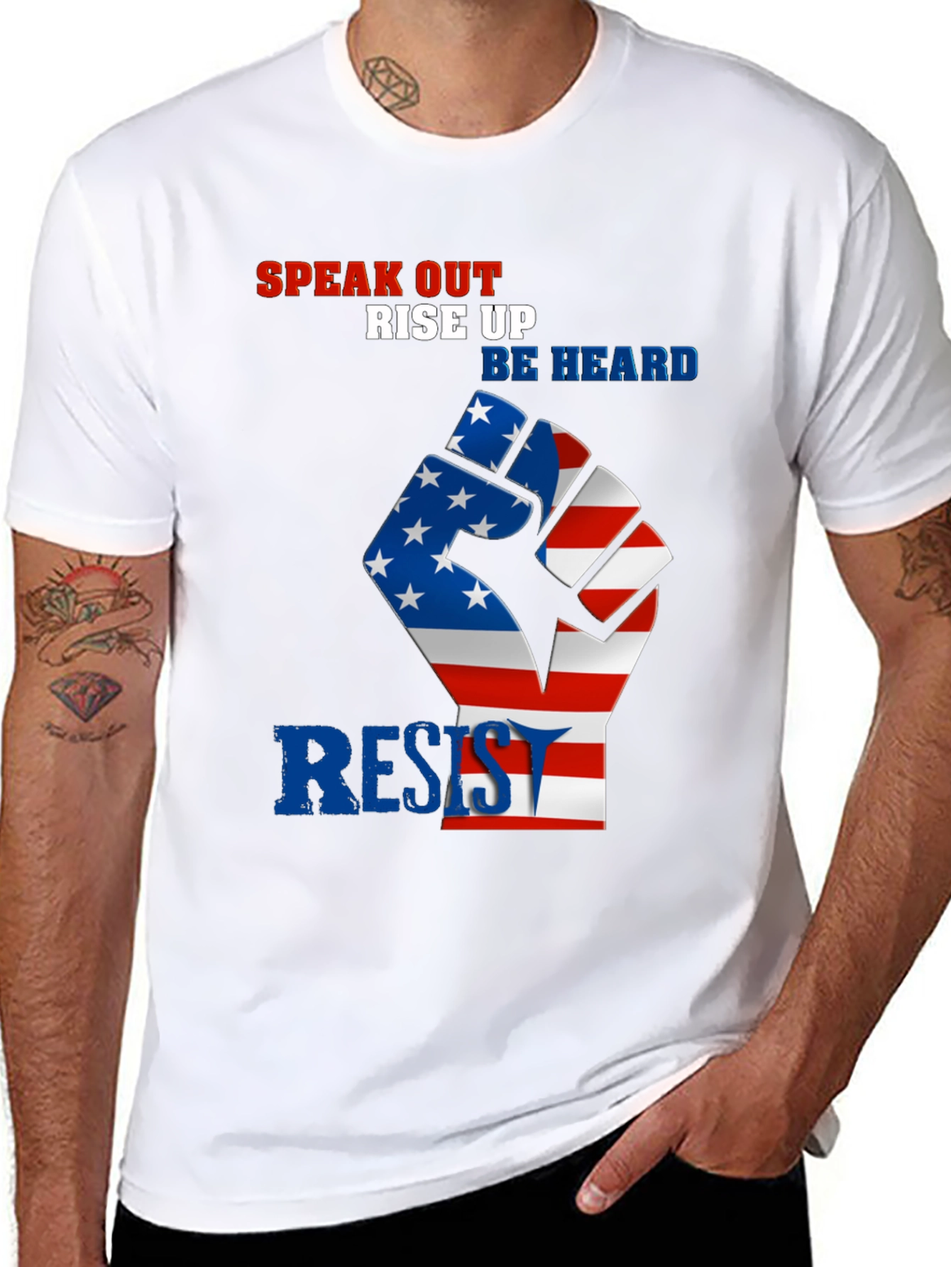 Patriotic Resist Fist Graphic T-Shirt