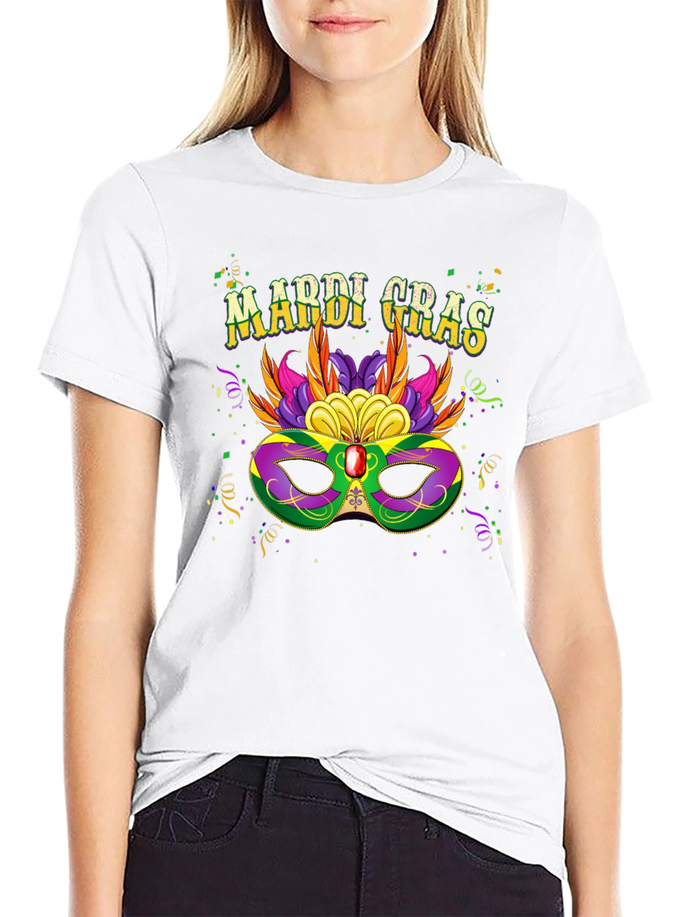 Mardi Gras Mask Graphic T-Shirt