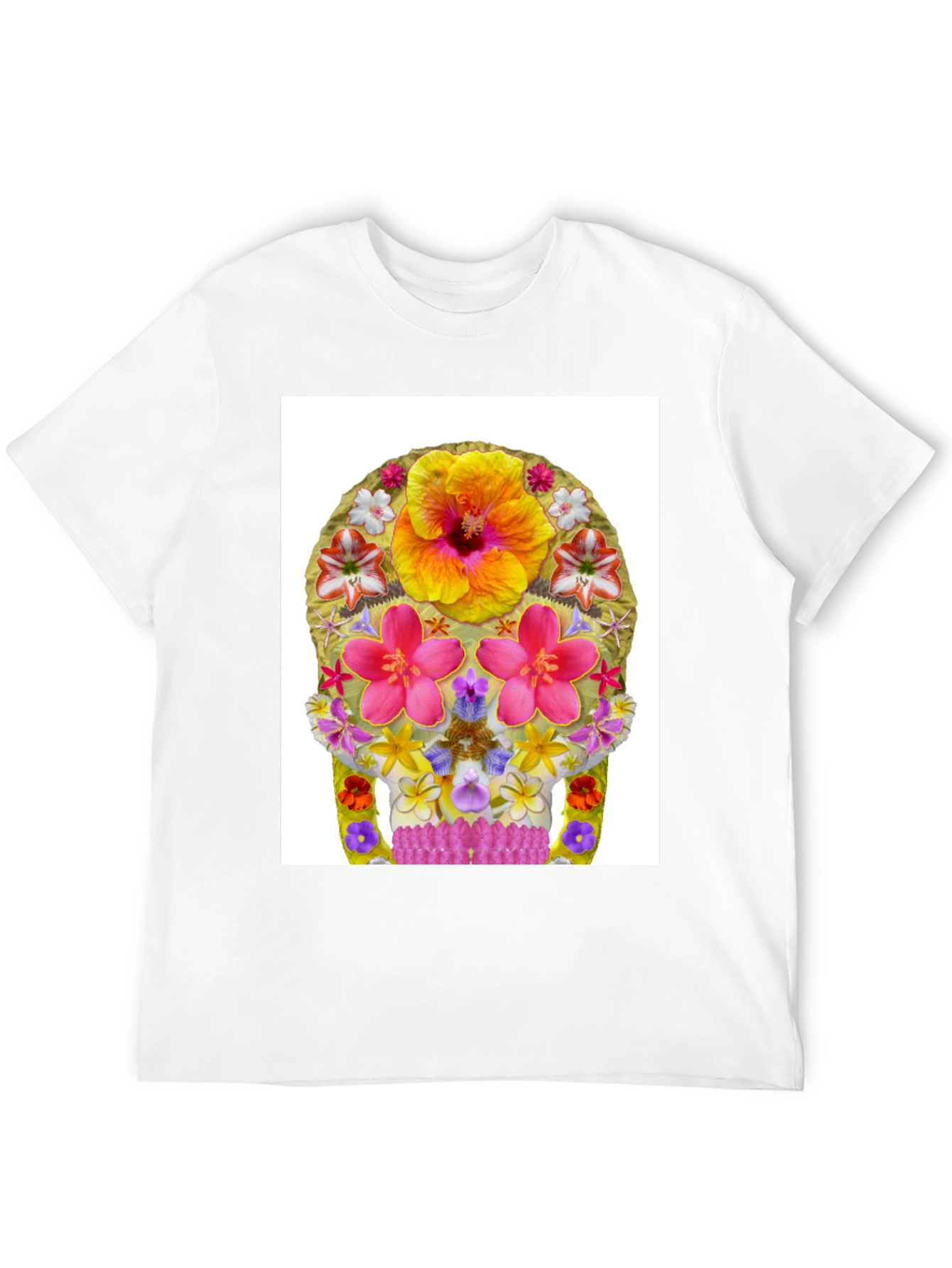 Floral Skull Graphic Tee - Mens Black T-Shirt