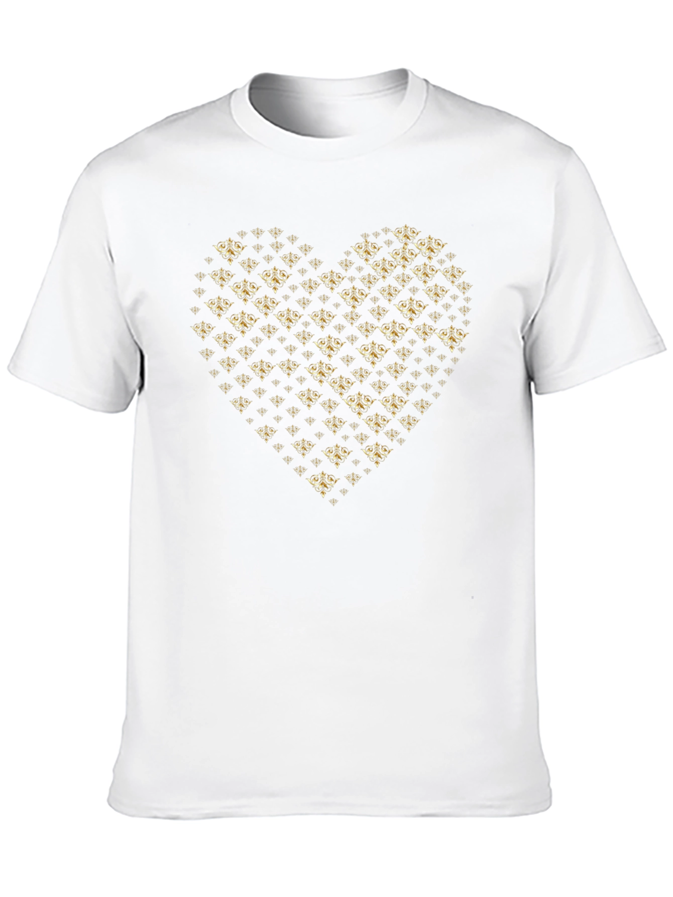 Gold Heart Print Black T-Shirt