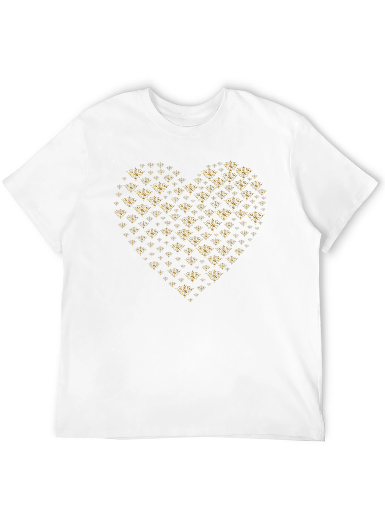Gold Heart Print Black T-Shirt