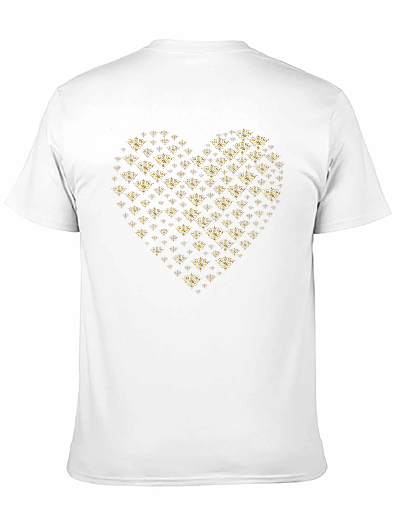 Gold Heart Print Black T-Shirt