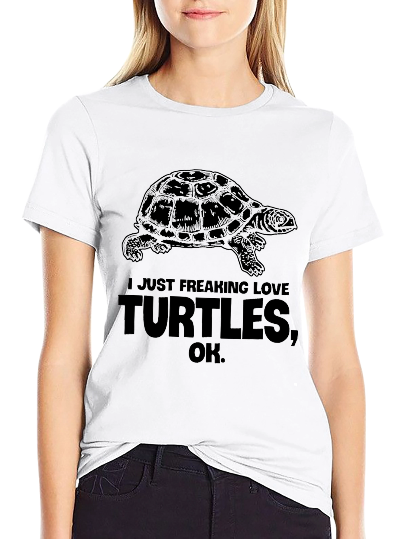 I Just Freaking Love Turtles Black Graphic Tee