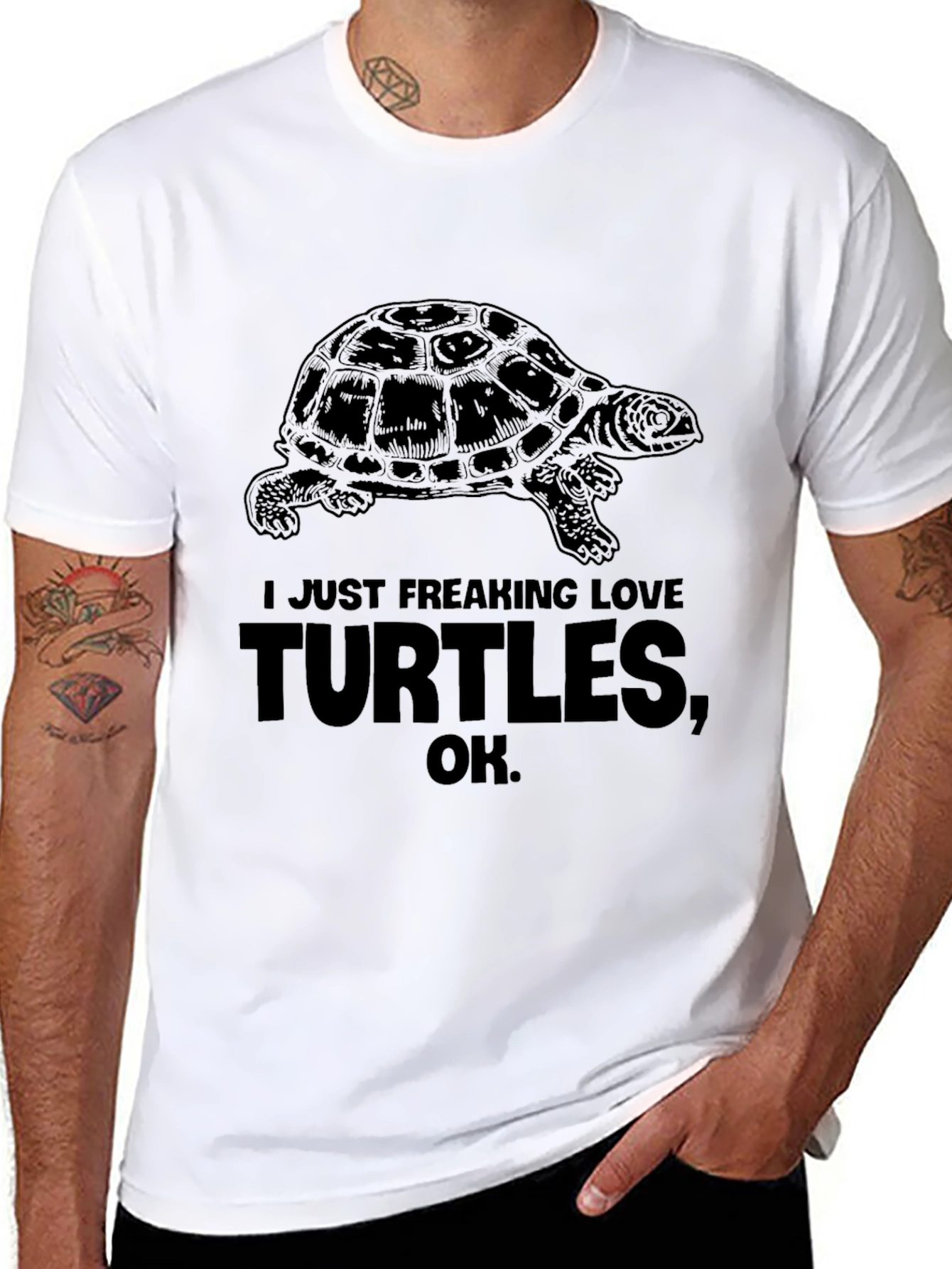 I Just Freaking Love Turtles Black Graphic Tee