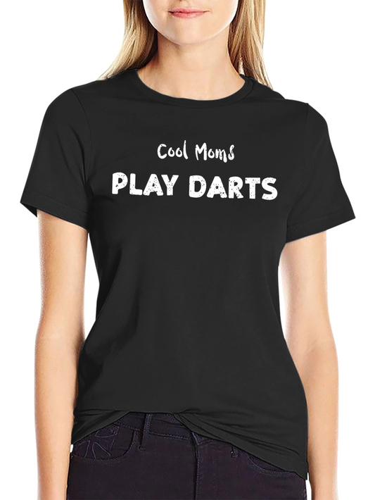 Cool Moms Play Darts Black Graphic Tee