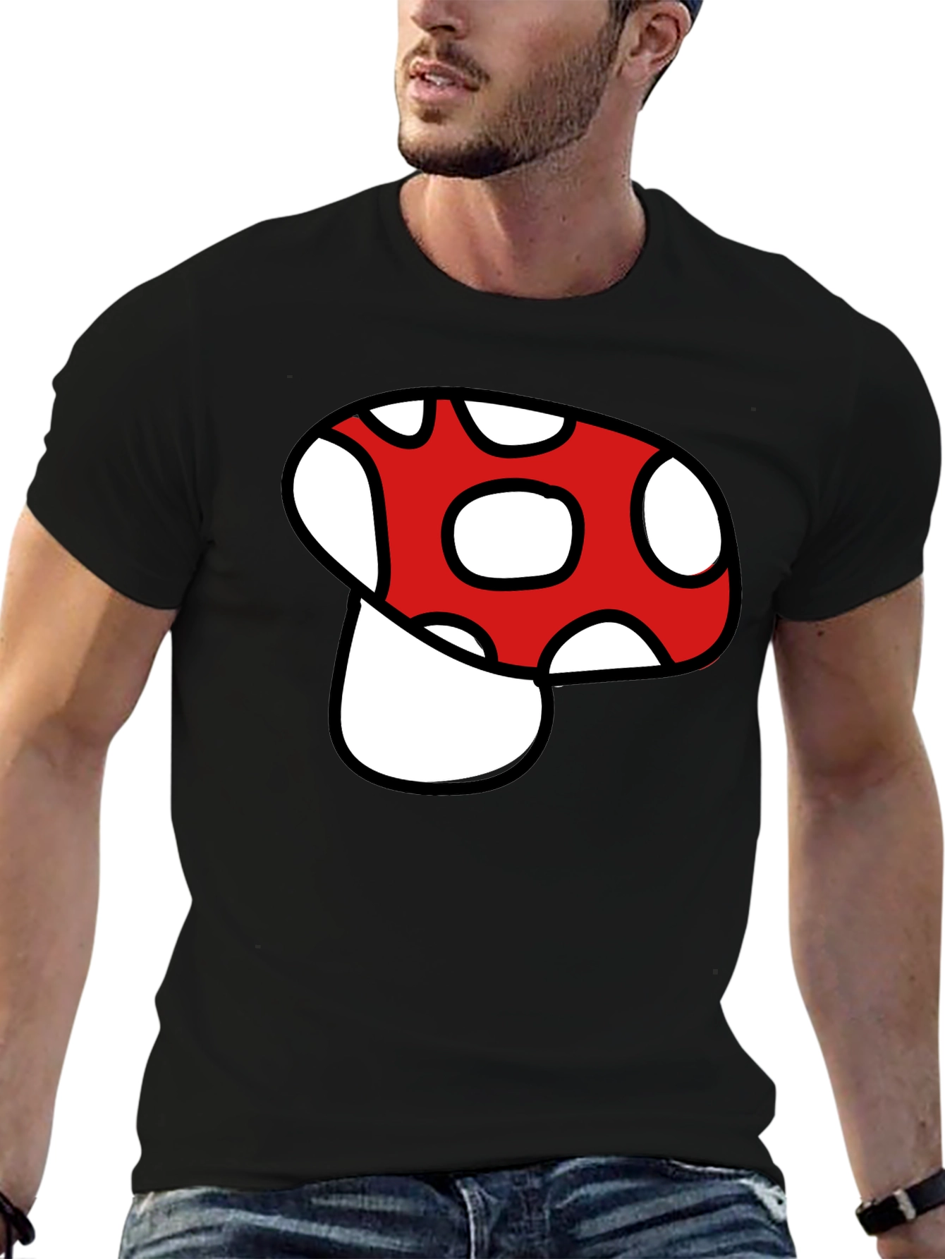 Mushroom Graphic Tee - Black Cotton Blend