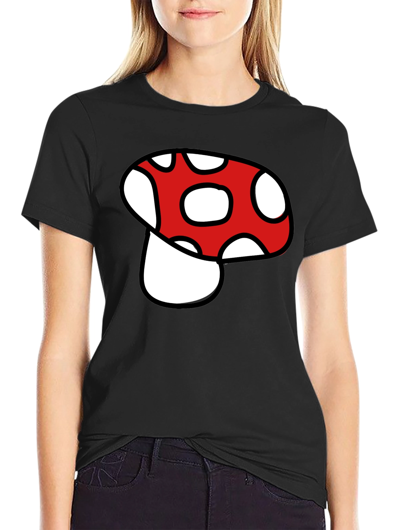 Mushroom Graphic Tee - Black Cotton Blend
