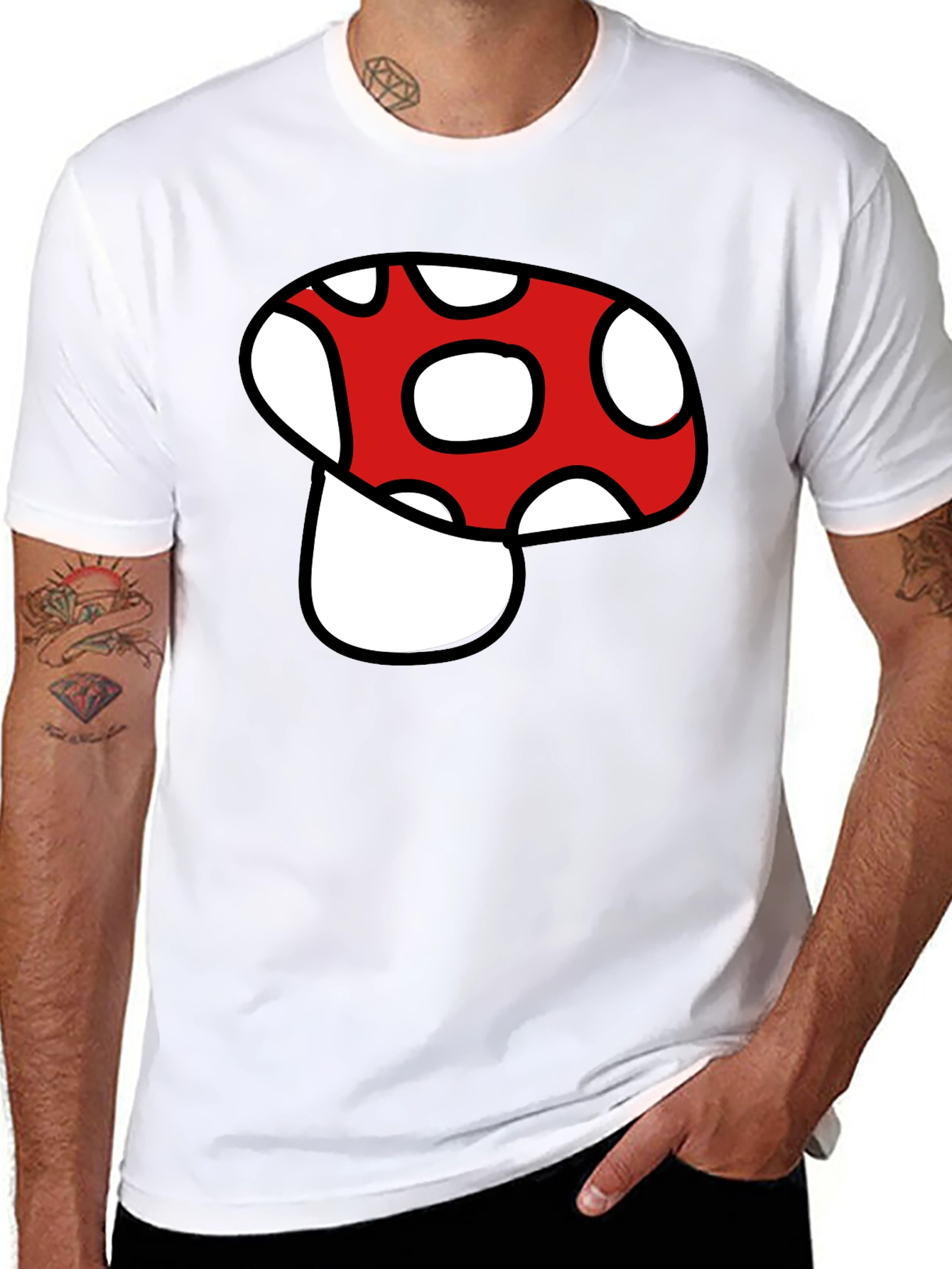 Mushroom Graphic Tee - Black Cotton Blend