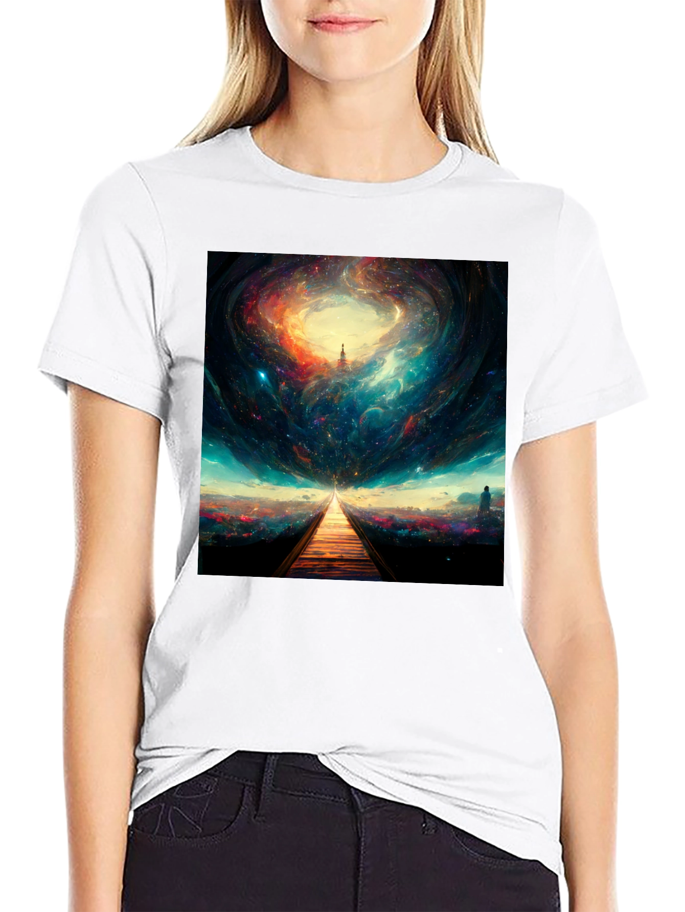 Cosmic Gateway Graphic Tee - Unisex Black T-Shirt