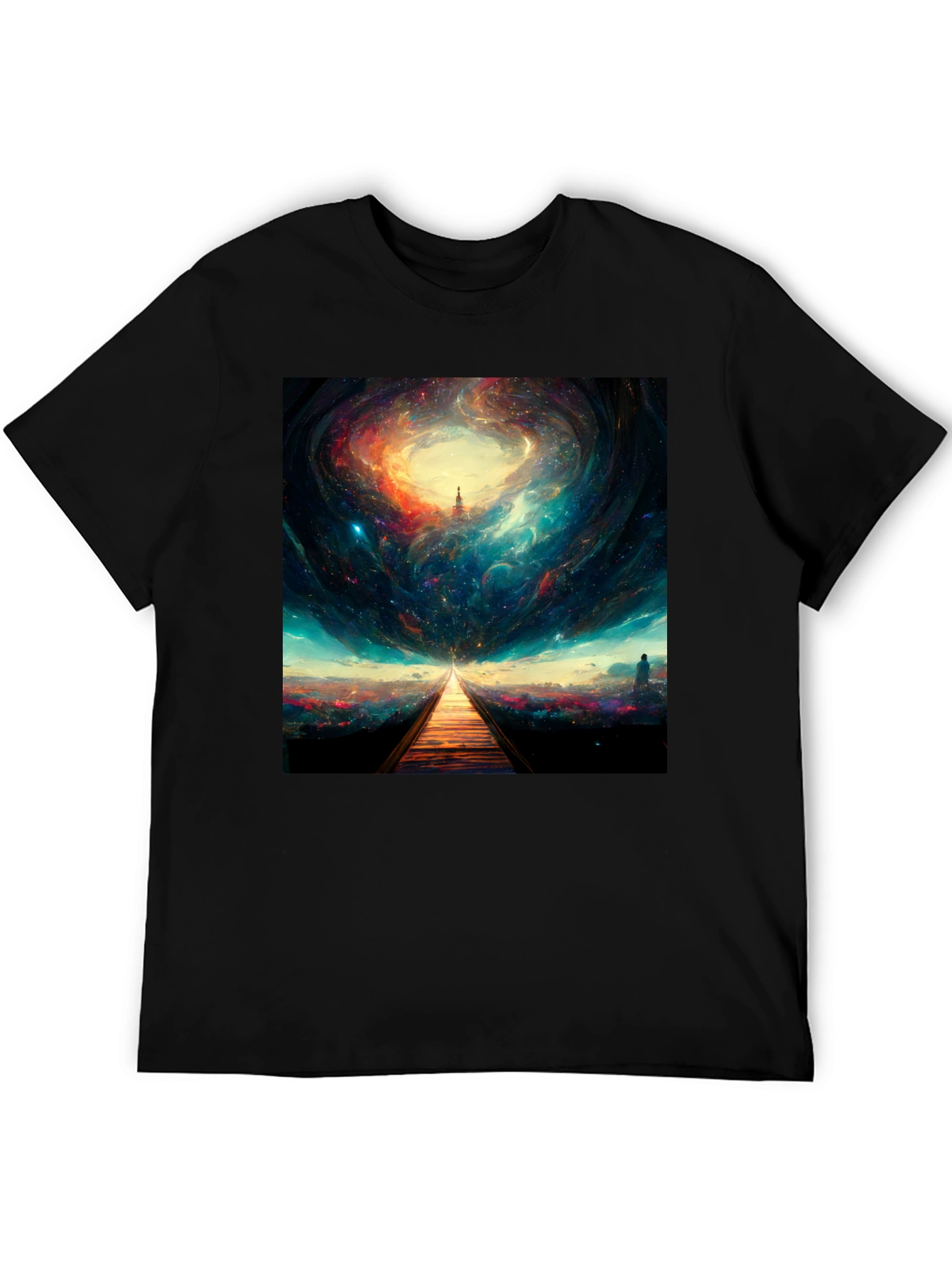Cosmic Gateway Graphic Tee - Unisex Black T-Shirt