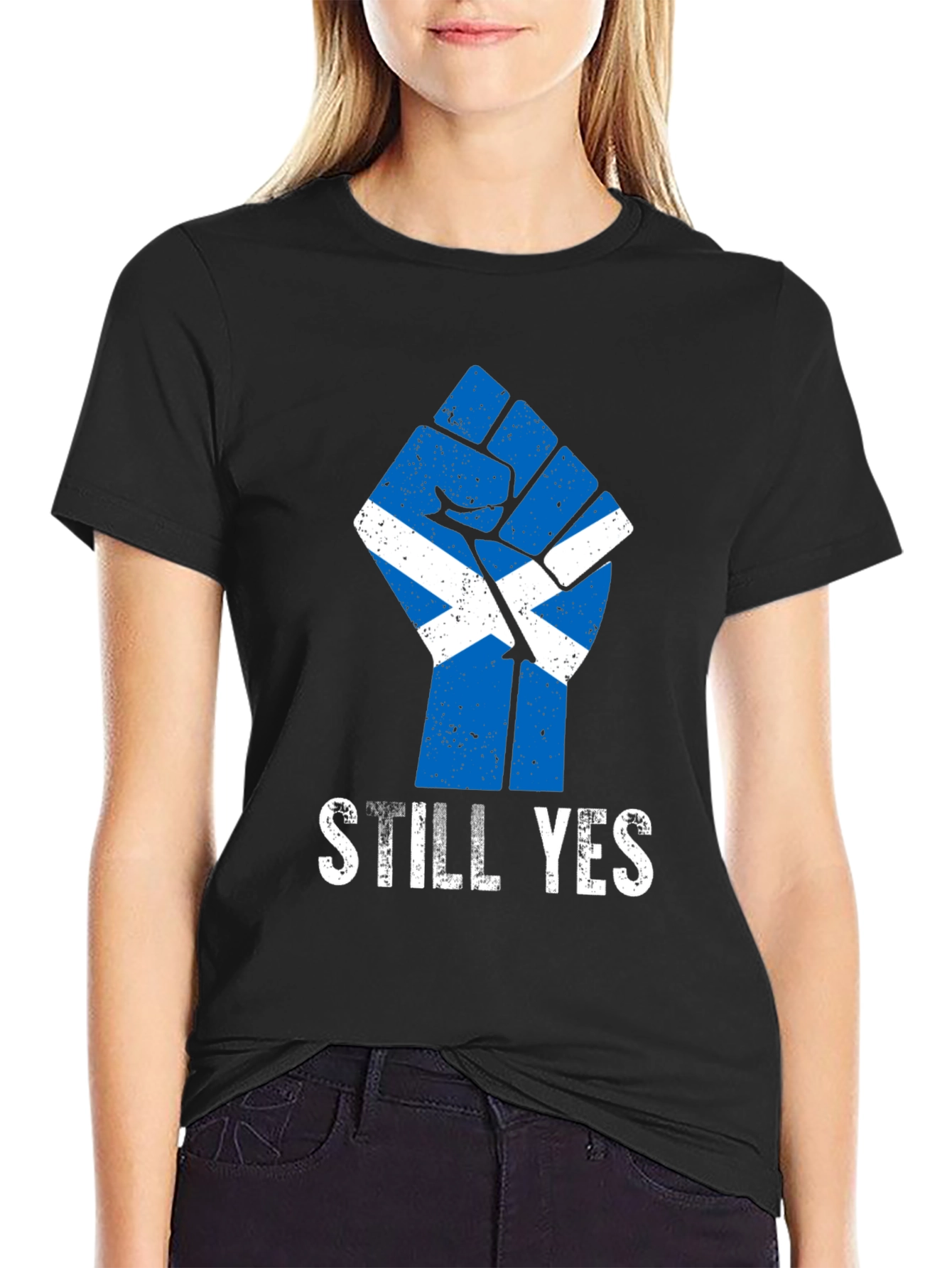 Scottish Independence Still Yes Fist Black T-Shirt
