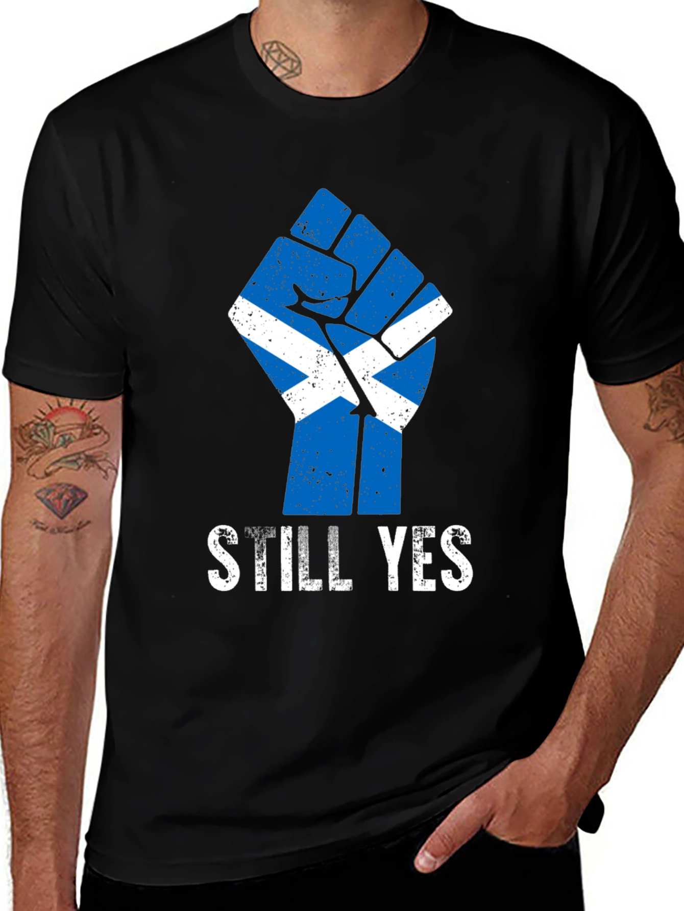 Scottish Independence Still Yes Fist Black T-Shirt