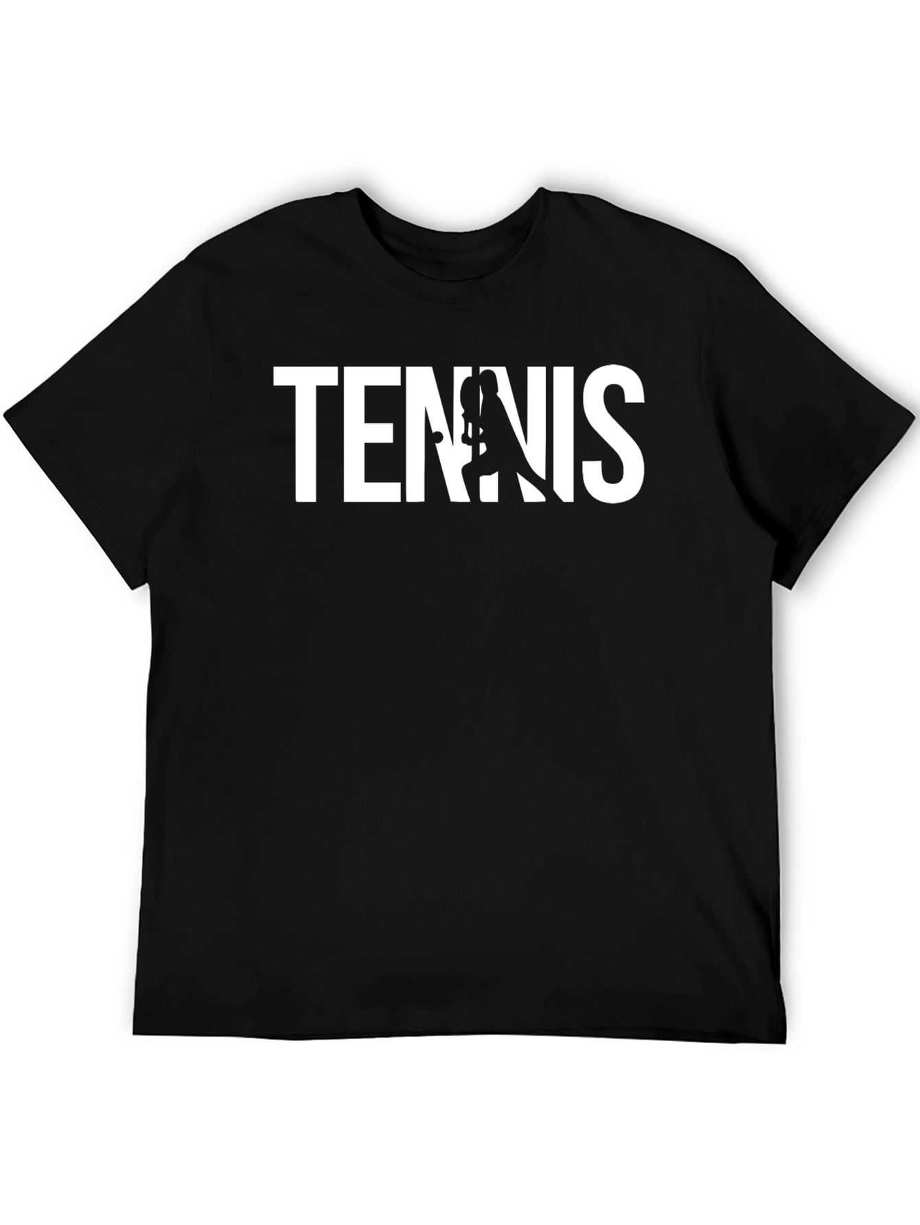 Tennis Player Graphic Tee - Black Cotton