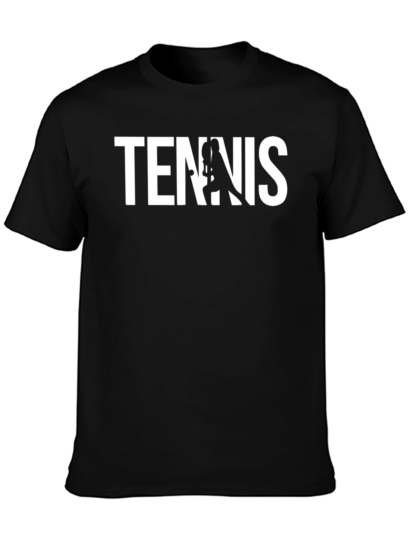 Tennis Player Graphic Tee - Black Cotton