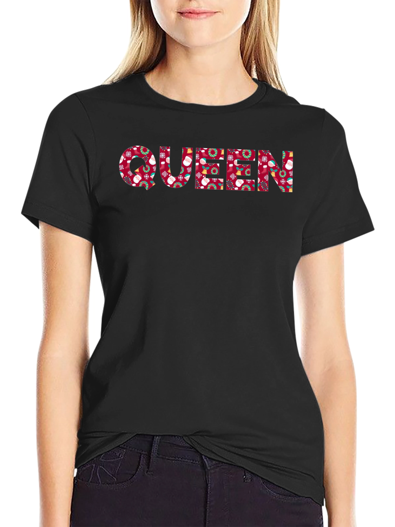 Queen Holiday Pattern Tee - Festive Christmas Shirt
