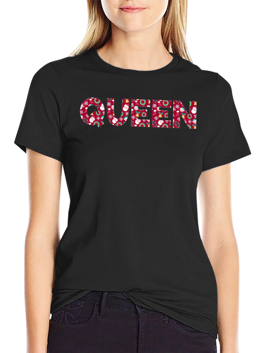 Queen Holiday Pattern Tee - Festive Christmas Shirt