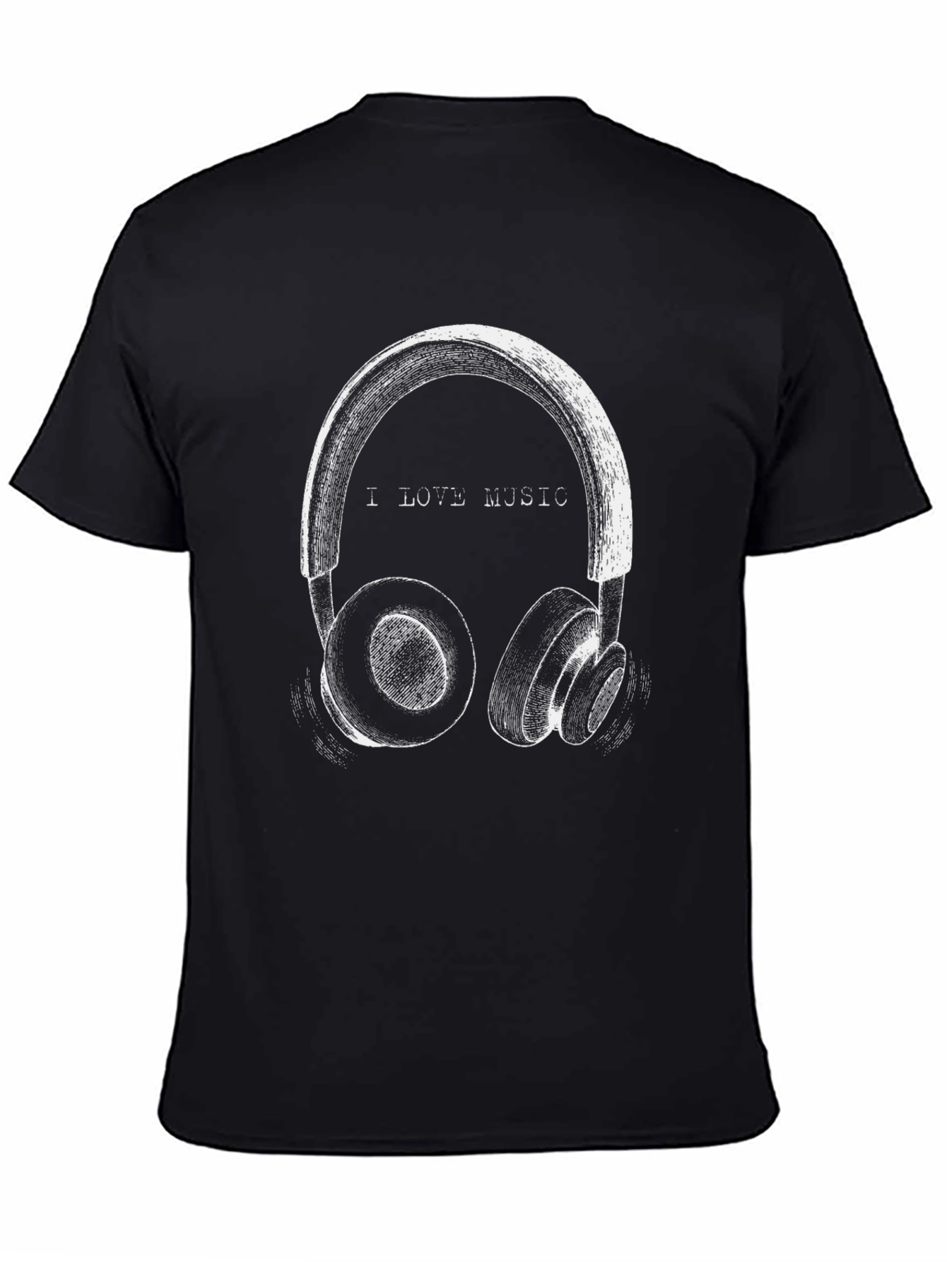 I Love Music Graphic T-Shirt - Casual Black Tee