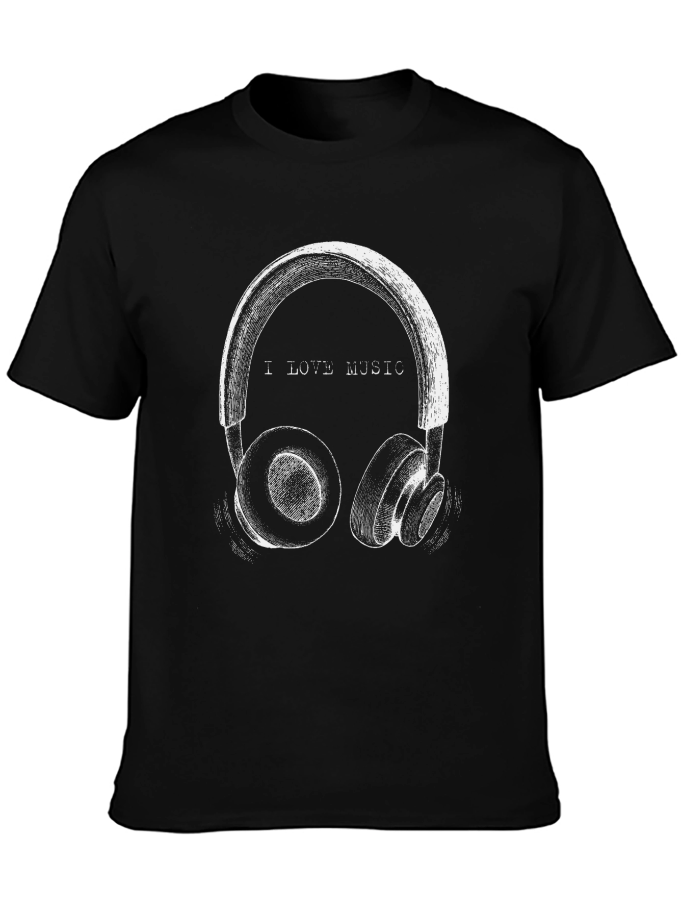 I Love Music Graphic T-Shirt - Casual Black Tee