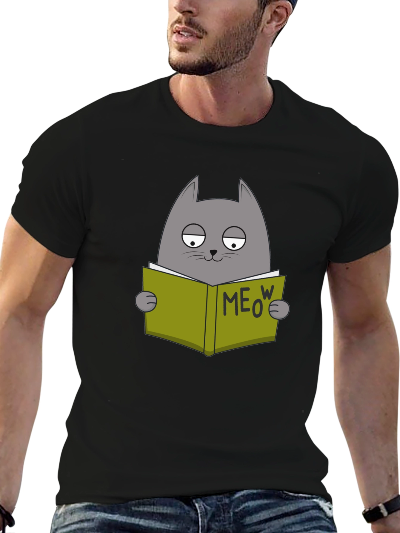 Cat Reading Book Meow T-Shirt