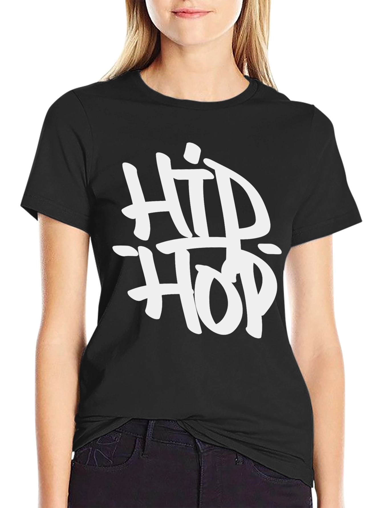 Hip Hop Graphic T-Shirt - Black Casual Tee