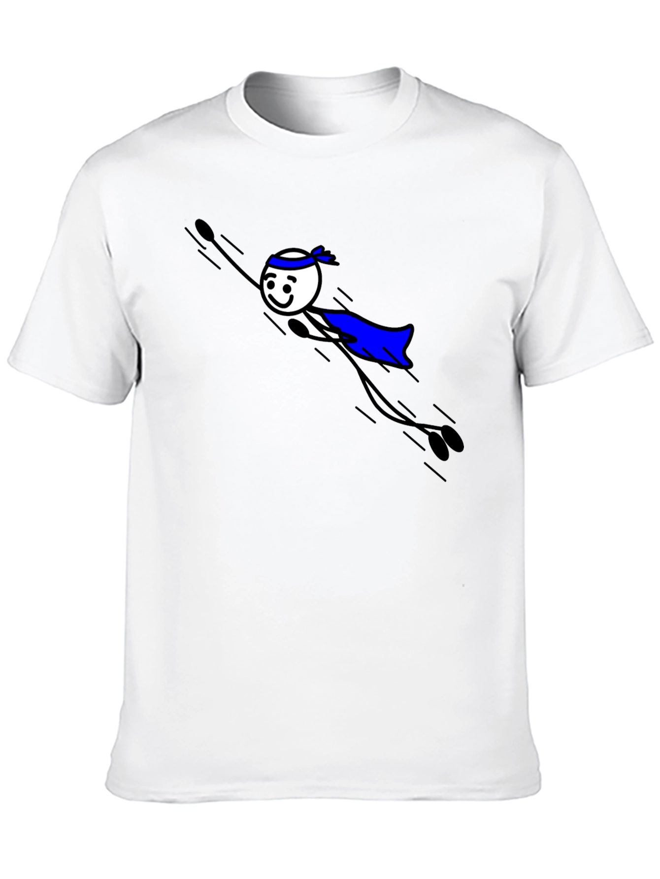 Black T-Shirt with Superhero Stick Figure Graphic