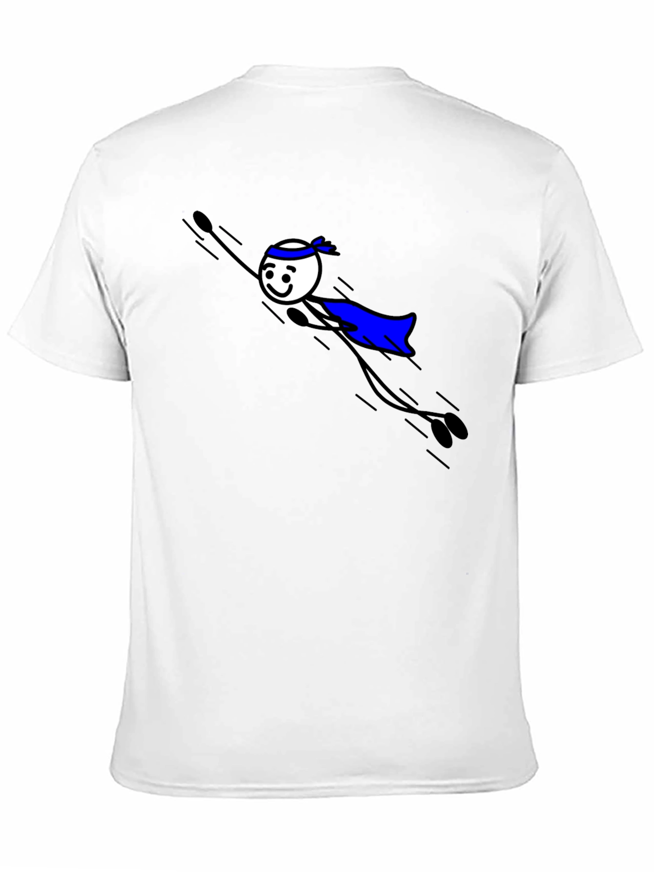 Black T-Shirt with Superhero Stick Figure Graphic