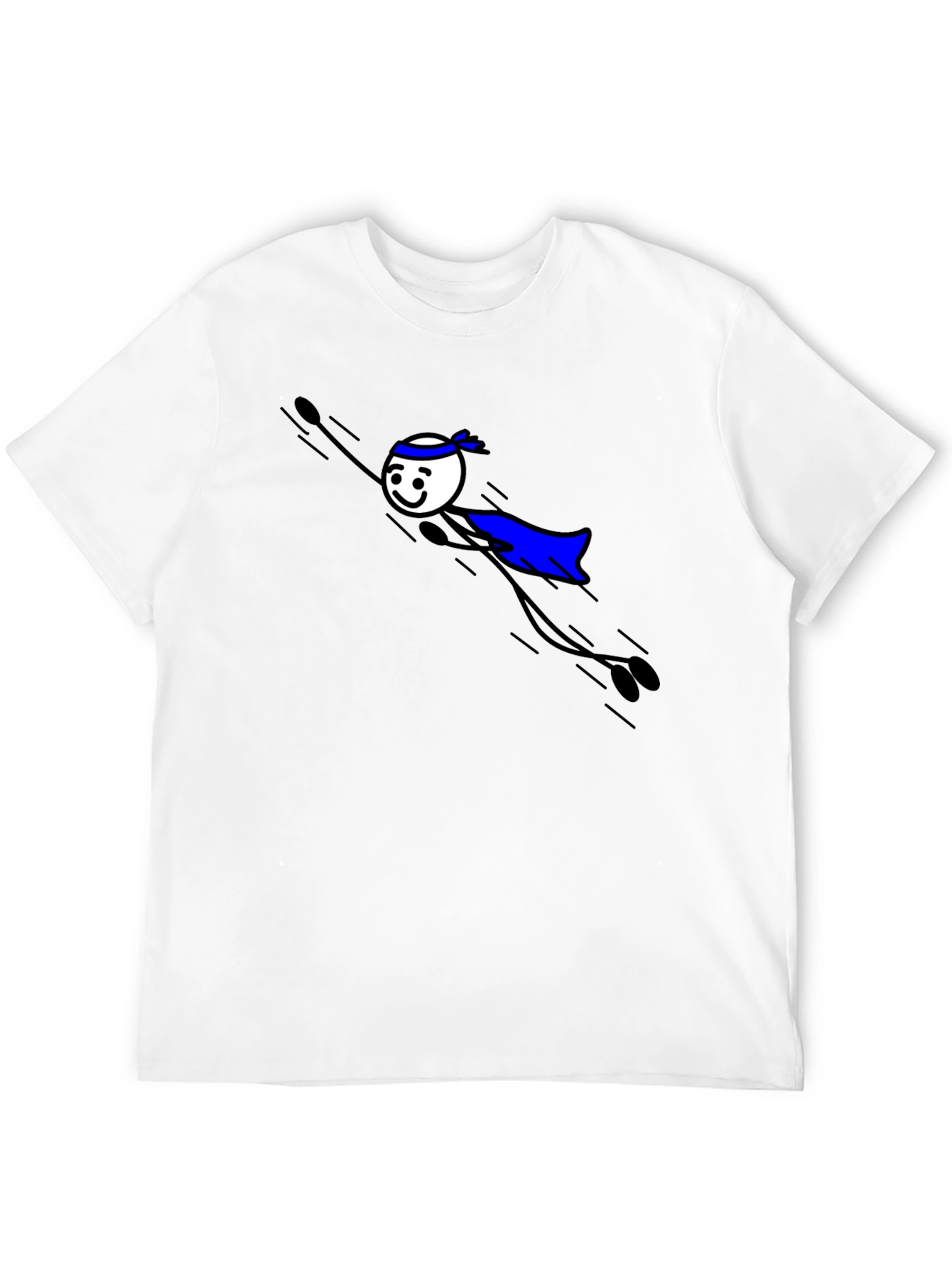 Black T-Shirt with Superhero Stick Figure Graphic