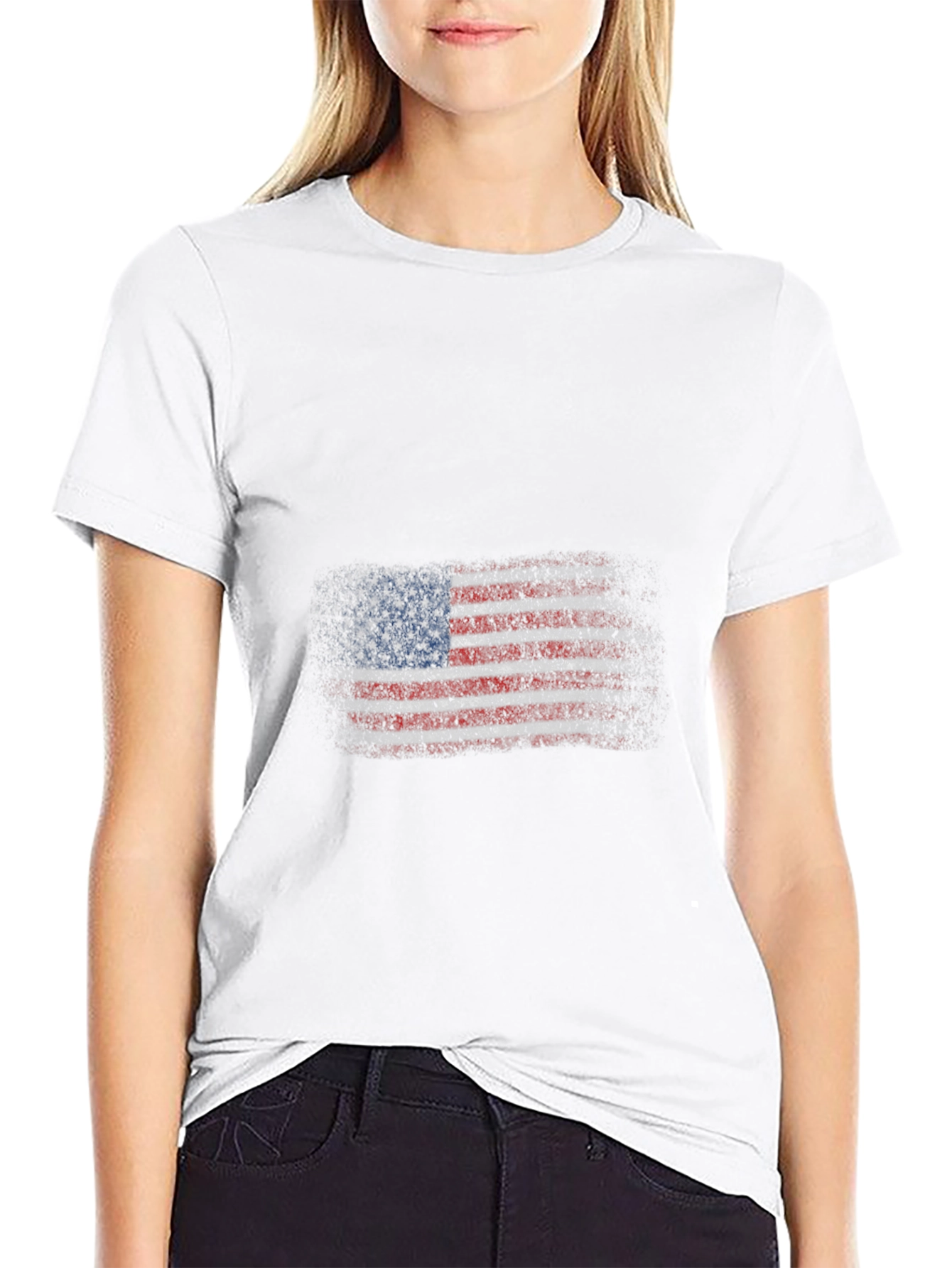 USA Flag Graphic Tee - Patriotic Mens Black T-Shirt