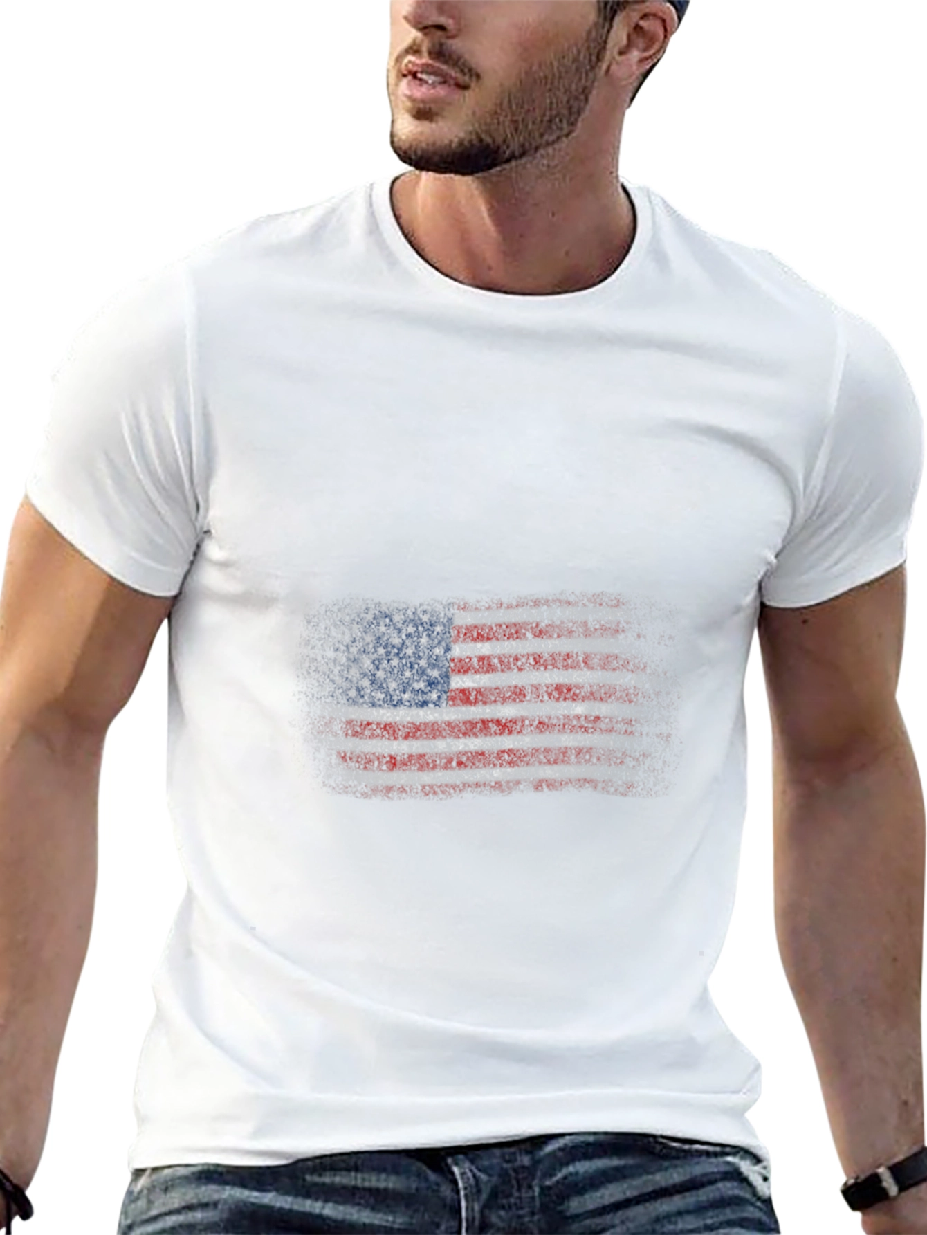 USA Flag Graphic Tee - Patriotic Mens Black T-Shirt