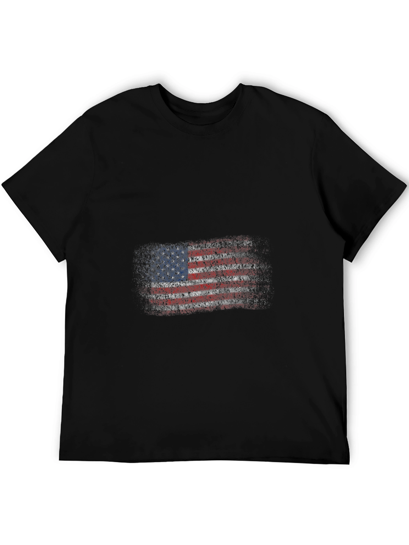 USA Flag Graphic Tee - Patriotic Mens Black T-Shirt