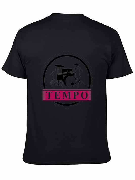 Tempo Drummer Tee - Black Graphic Music Shirt