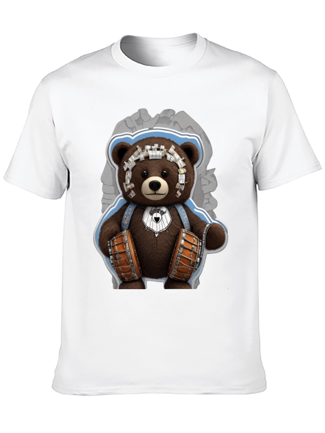 Teddy Bear Drummer Graphic T-Shirt