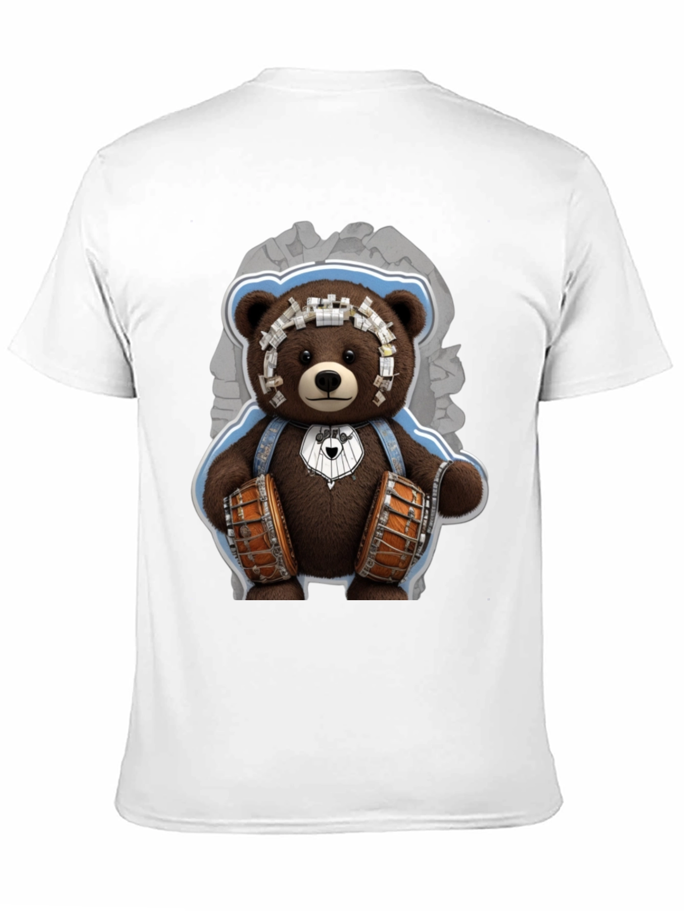 Teddy Bear Drummer Graphic T-Shirt