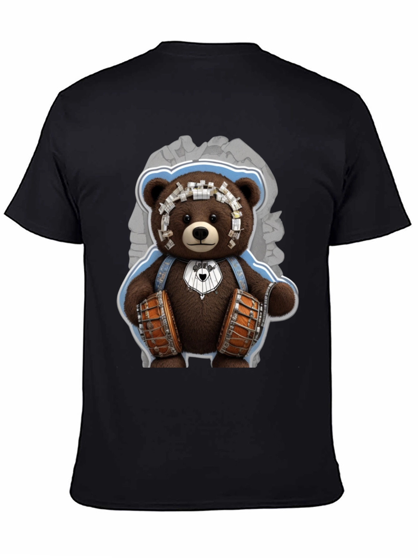 Teddy Bear Drummer Graphic T-Shirt
