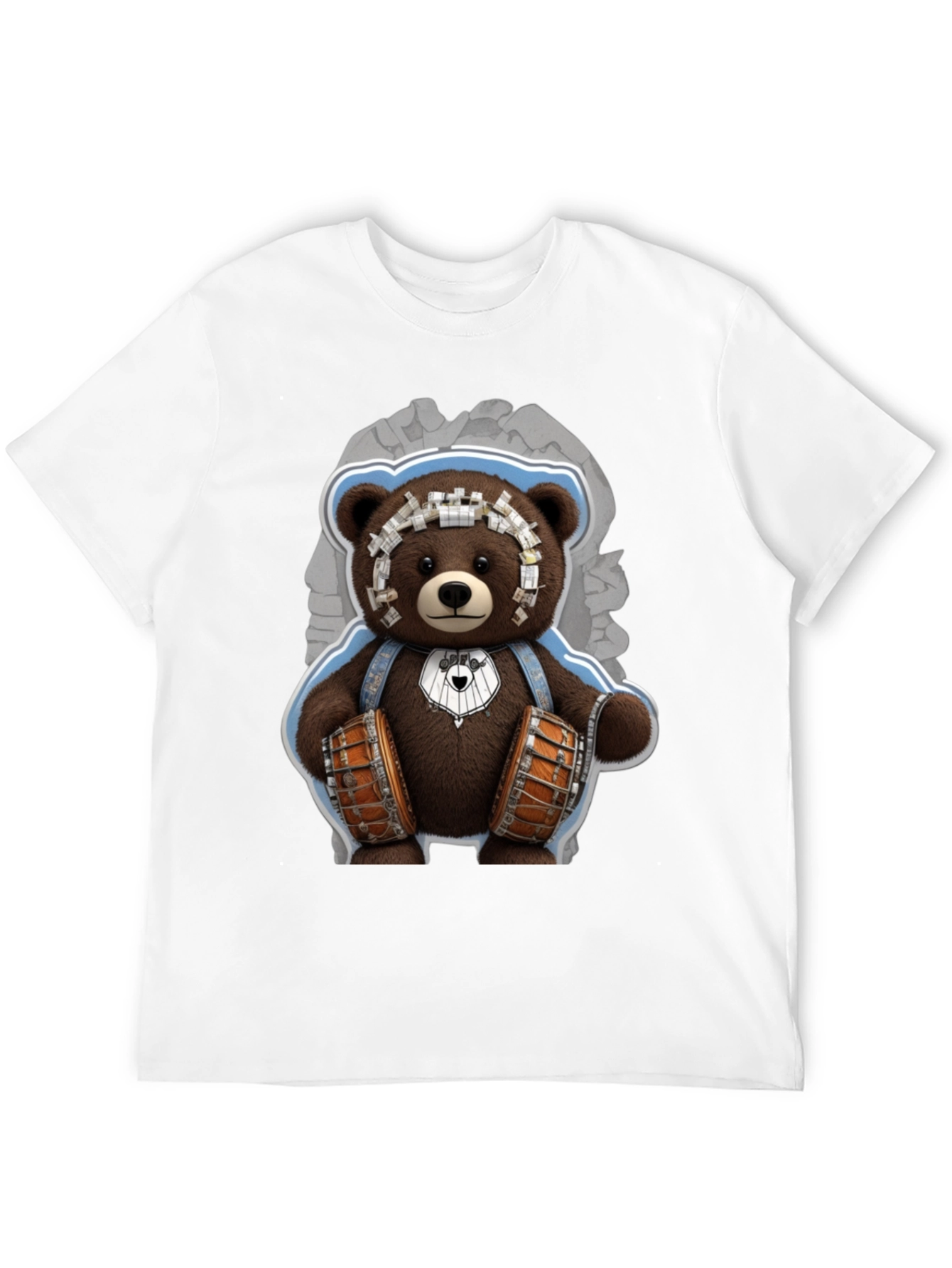Teddy Bear Drummer Graphic T-Shirt