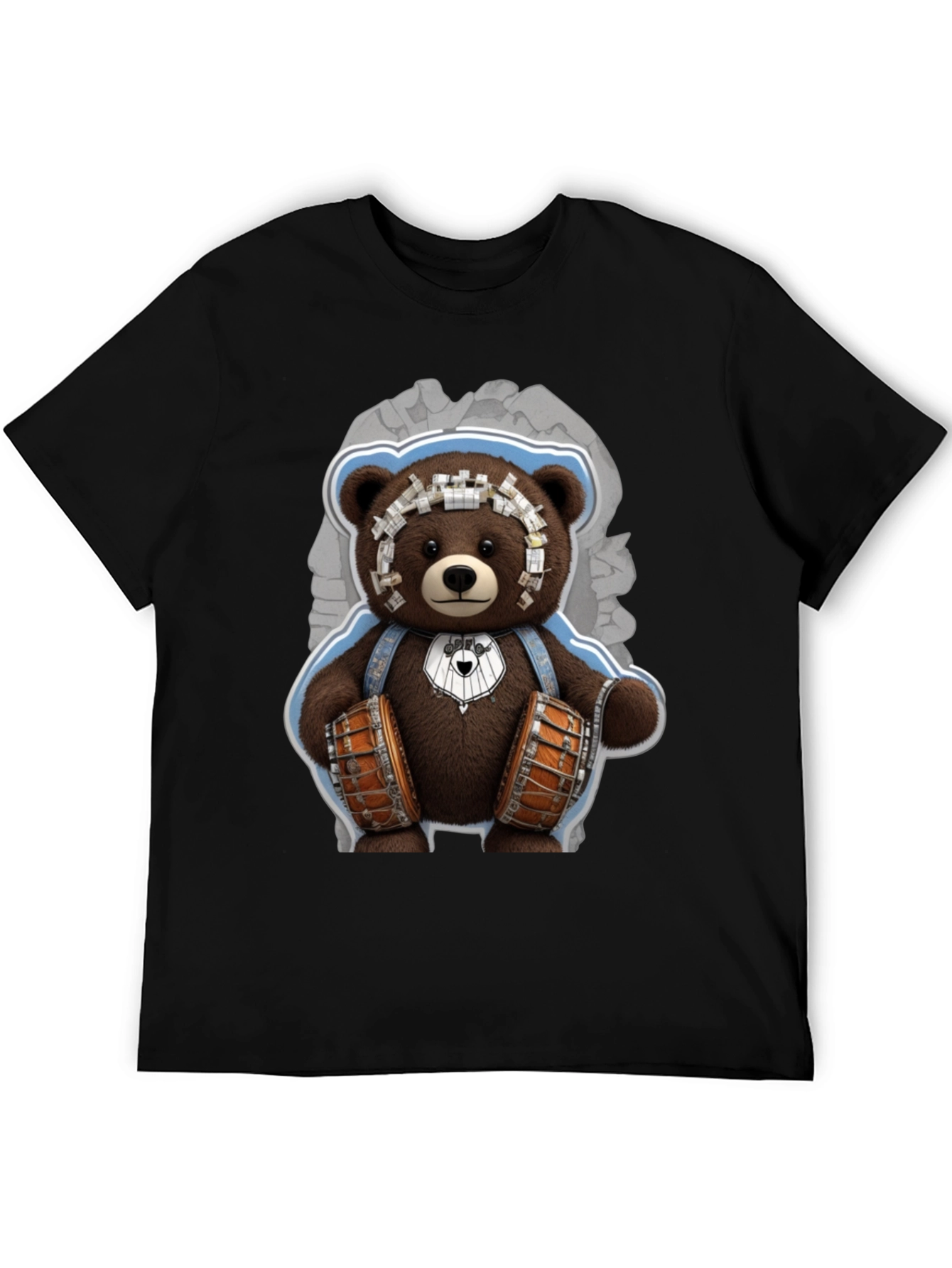 Teddy Bear Drummer Graphic T-Shirt