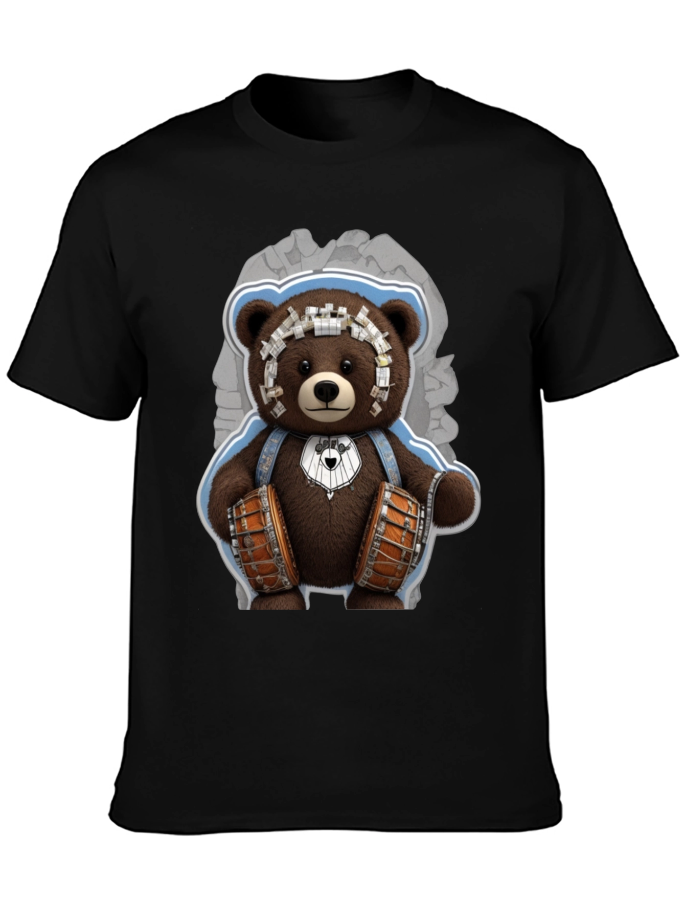 Teddy Bear Drummer Graphic T-Shirt