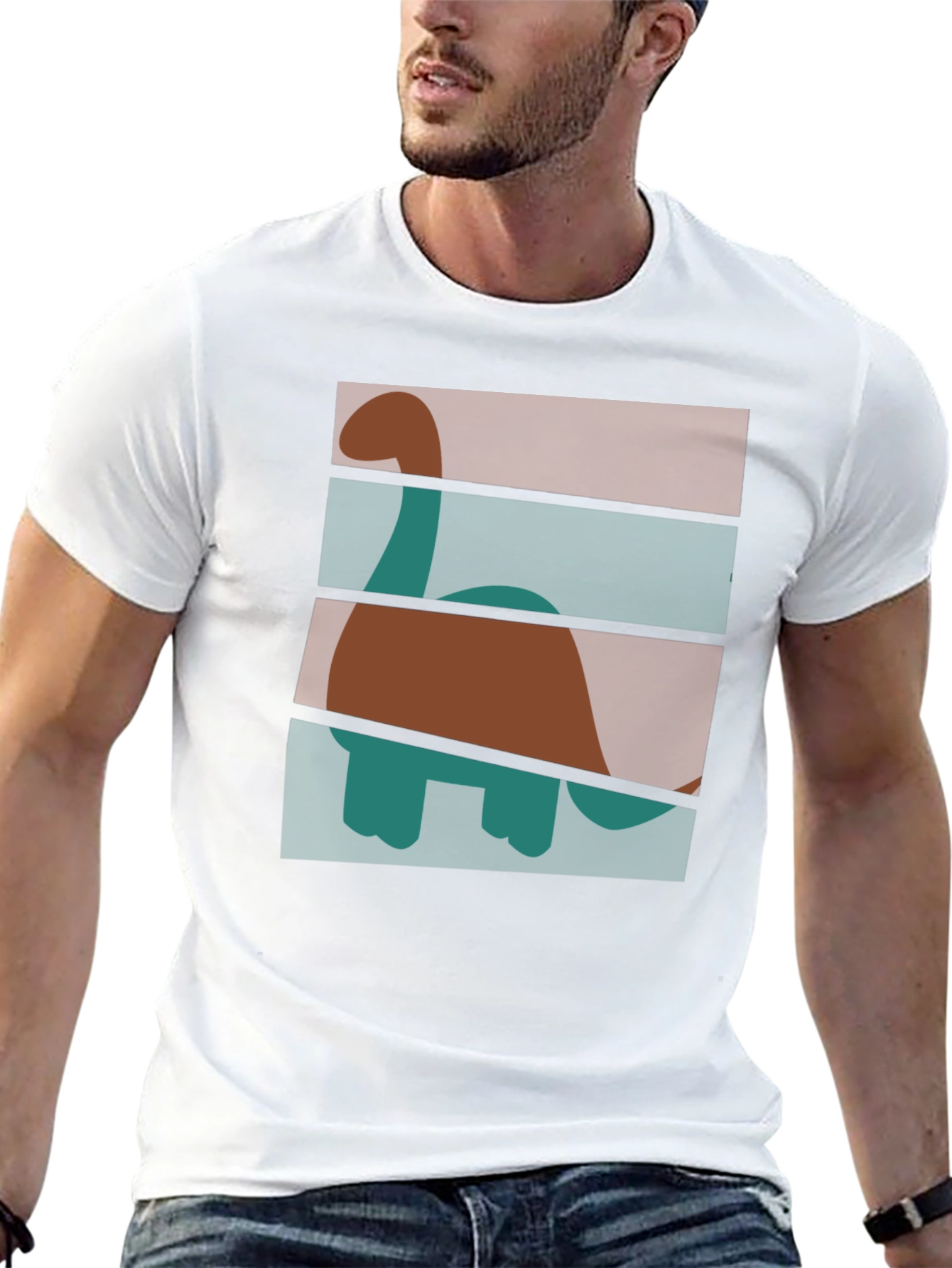Retro Dinosaur Graphic T-Shirt - Stylish Crew Neck Tee