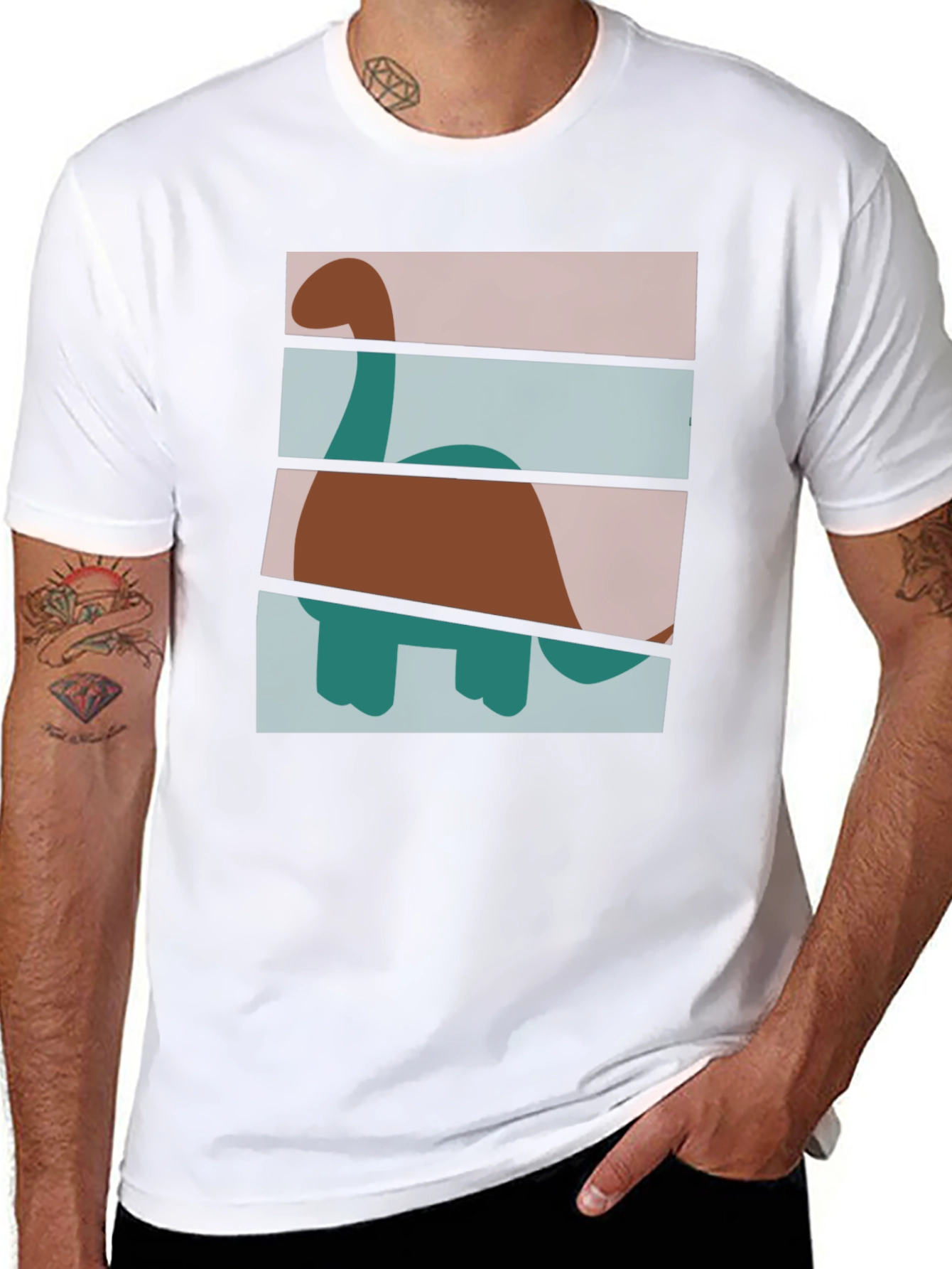 Retro Dinosaur Graphic T-Shirt - Stylish Crew Neck Tee