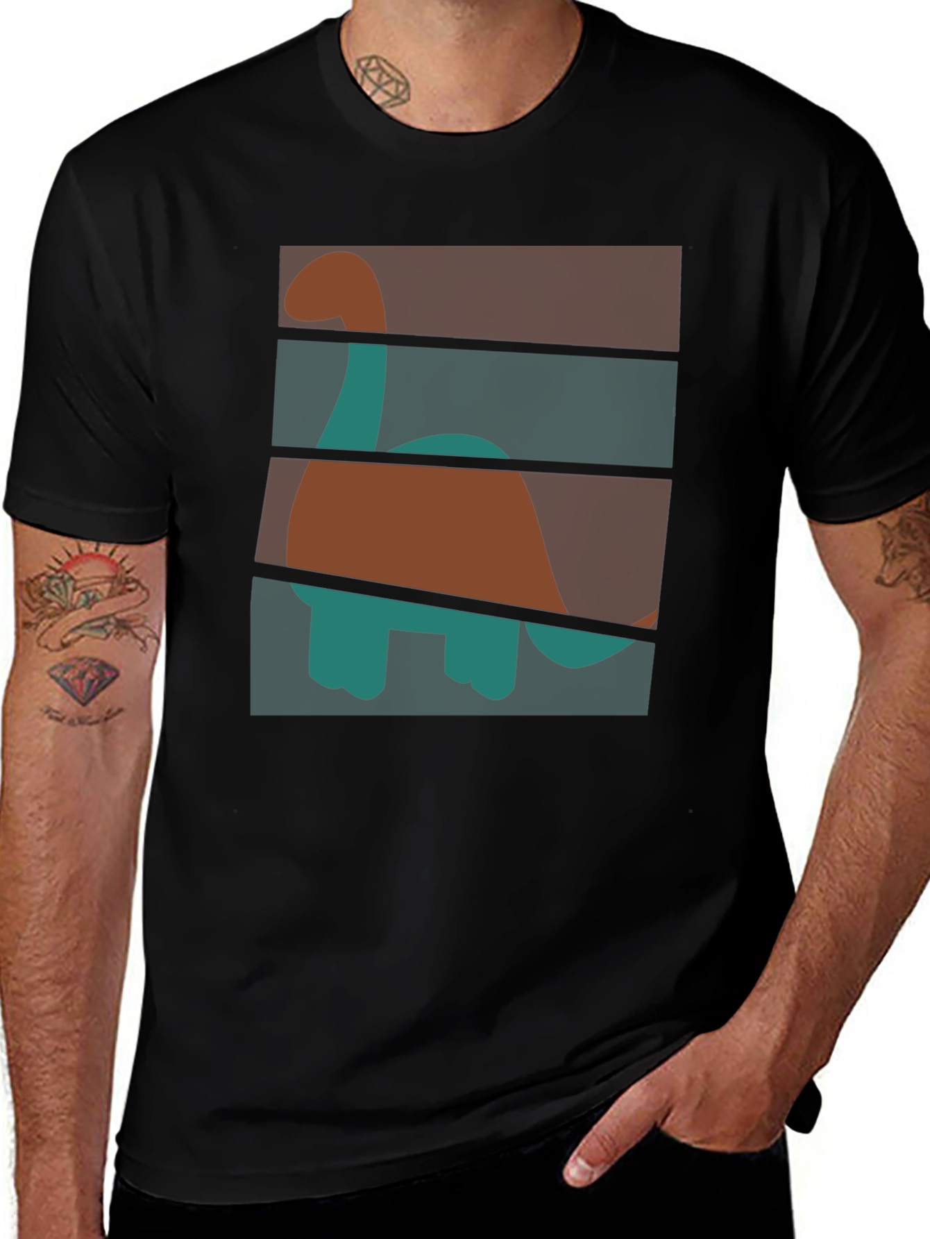 Retro Dinosaur Graphic T-Shirt - Stylish Crew Neck Tee