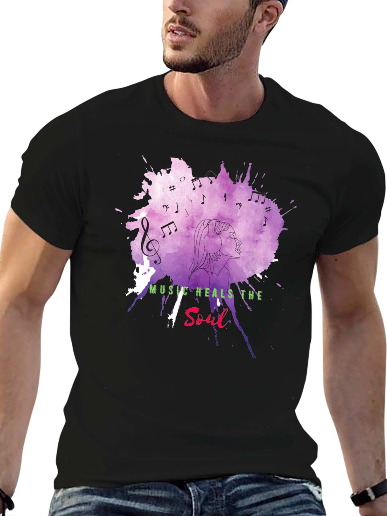 Music Heals Soul Graphic T-Shirt