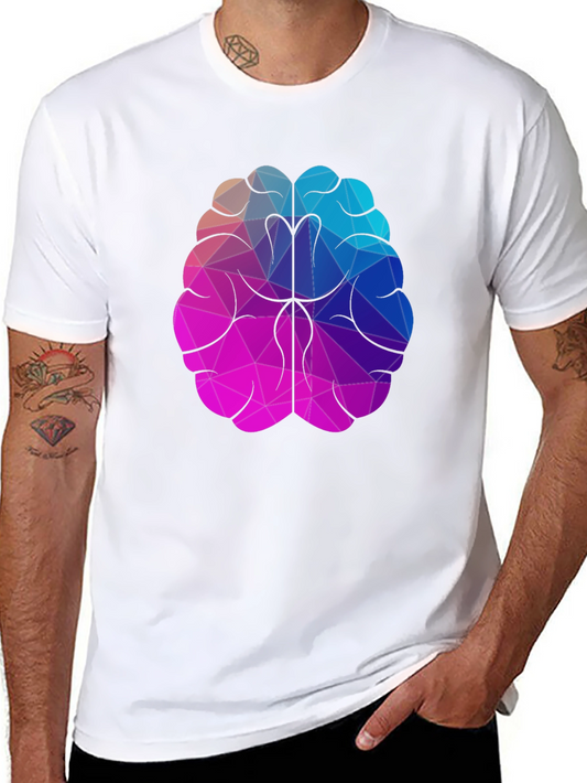 Geometric Brain Graphic Tee - Stylish Black T-Shirt