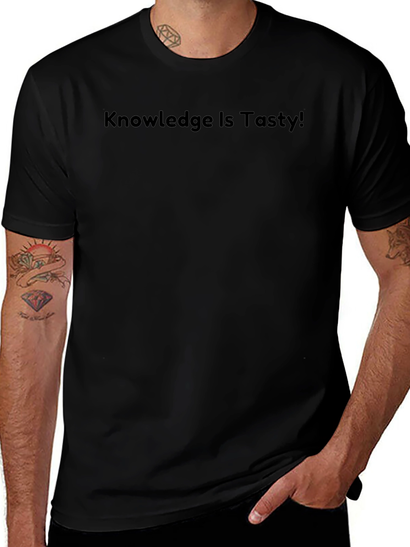 Knowledge Is Tasty! Black Graphic T-Shirt