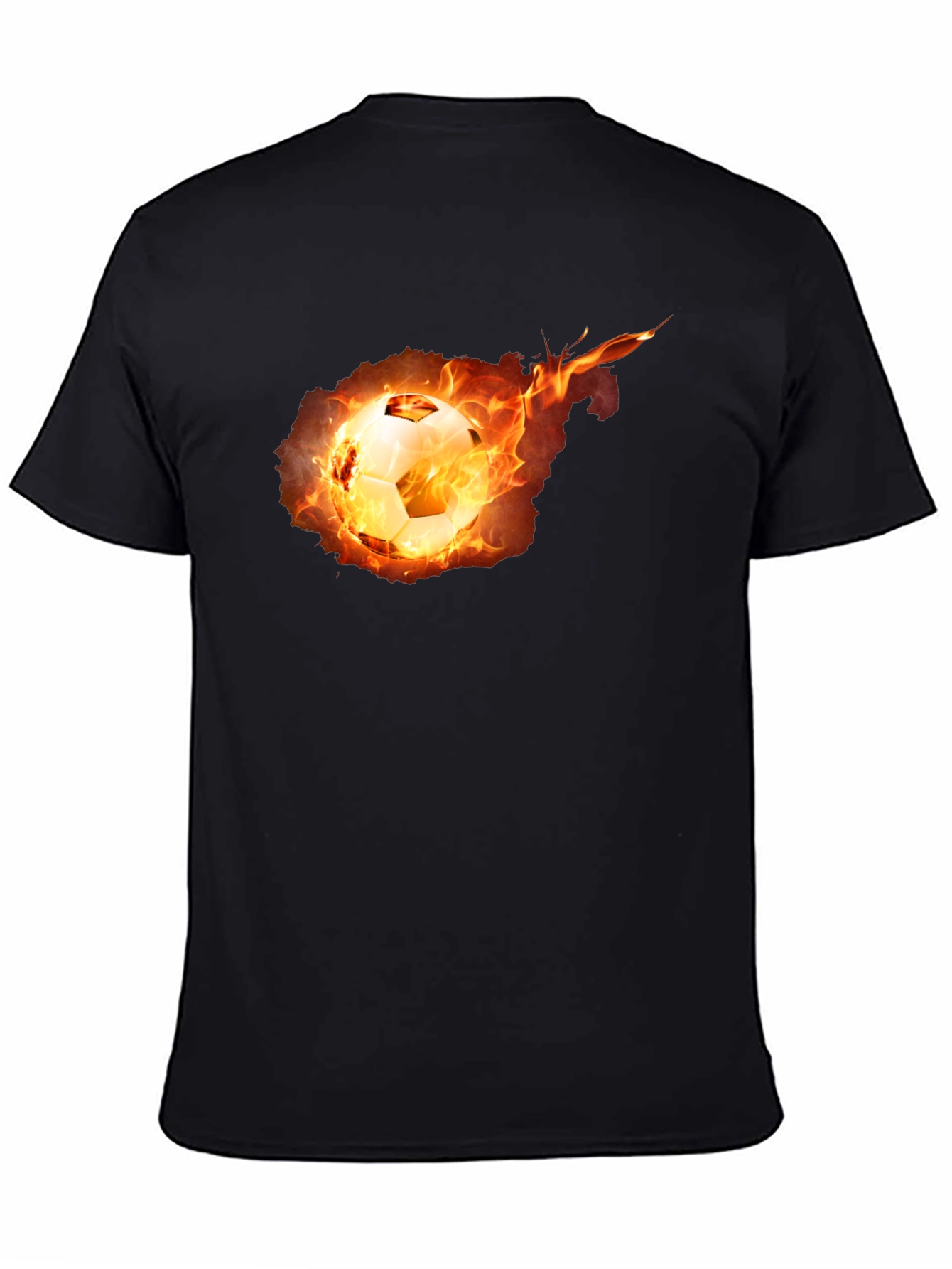 Flaming Soccer Ball Graphic Tee - Black