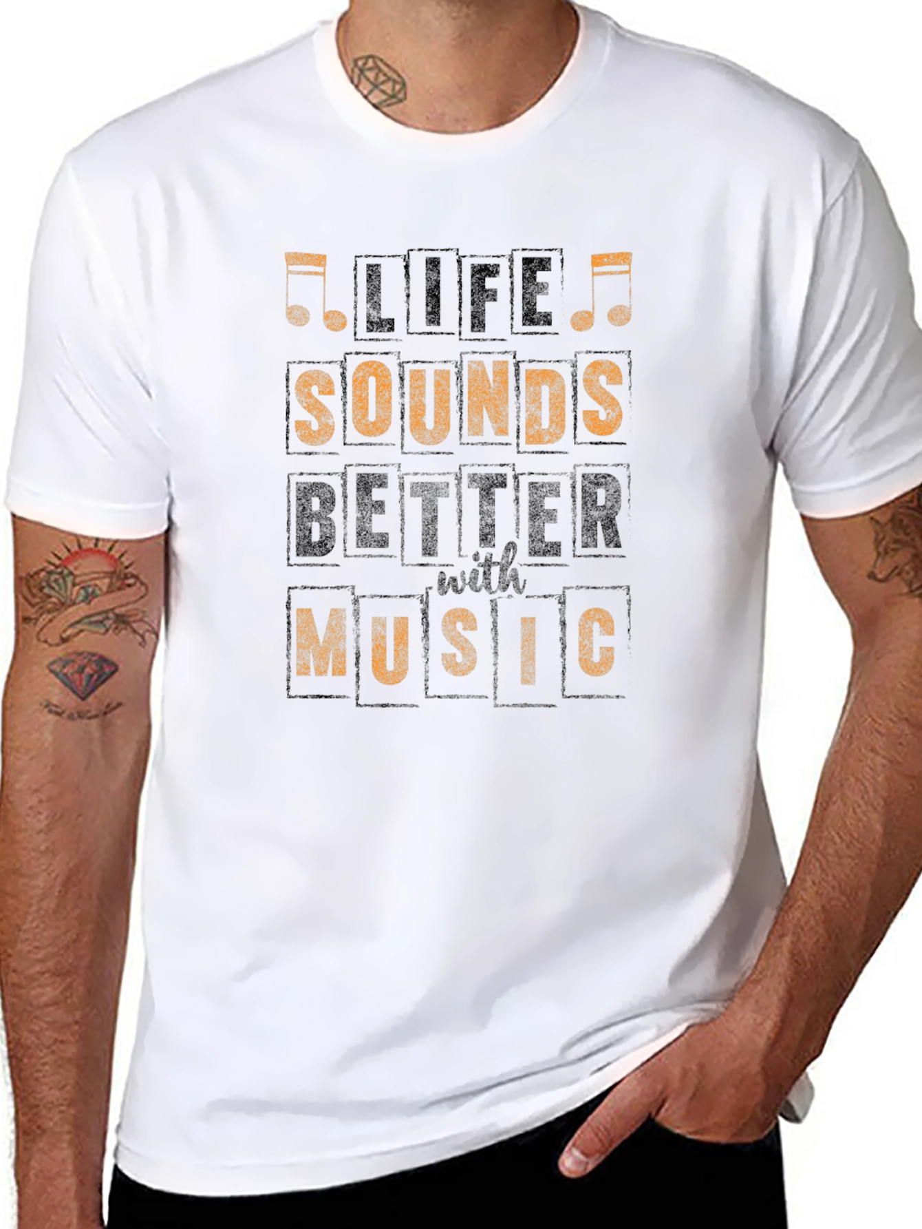 Life Sounds Better with Music Black Graphic Tee