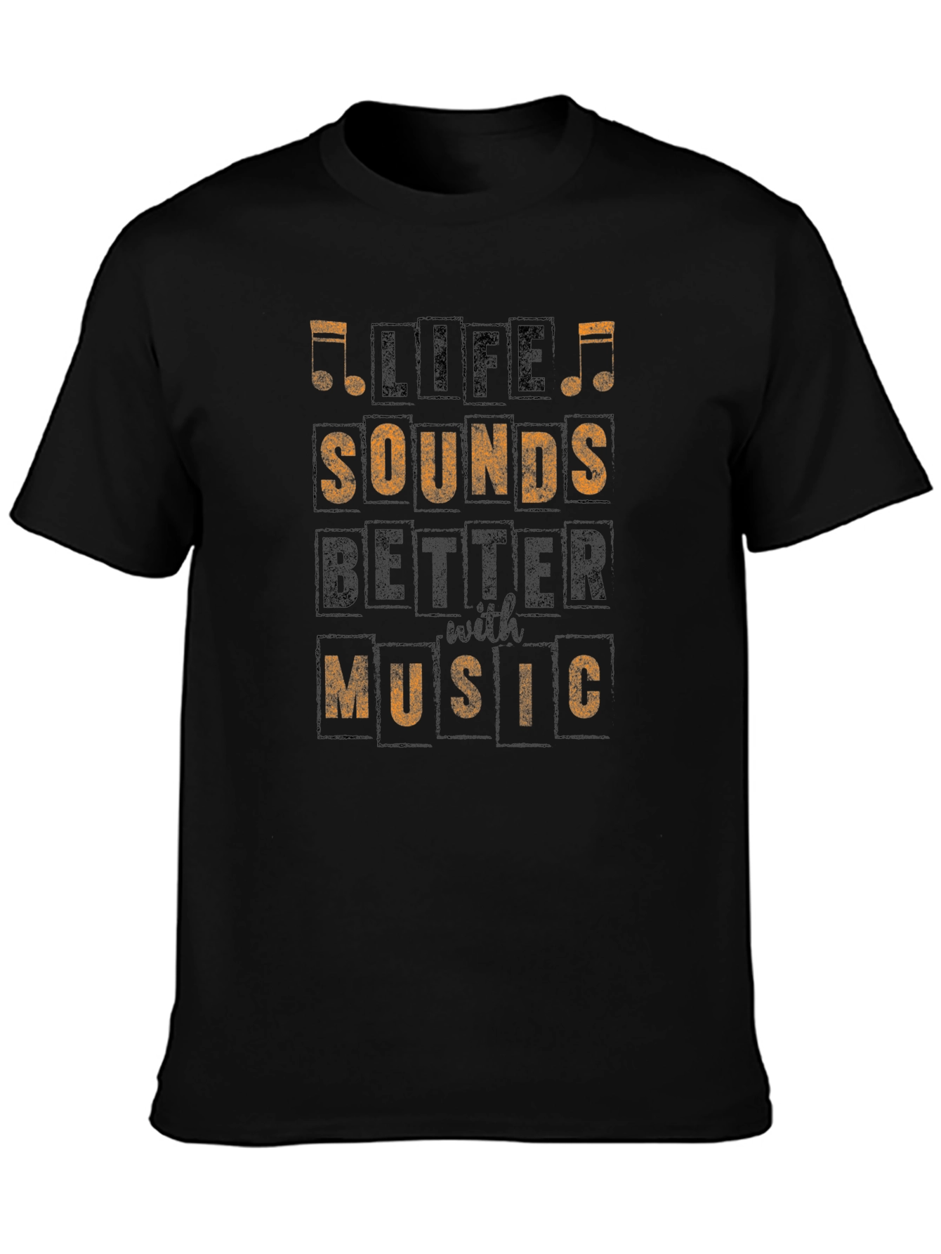 Life Sounds Better with Music Black Graphic Tee