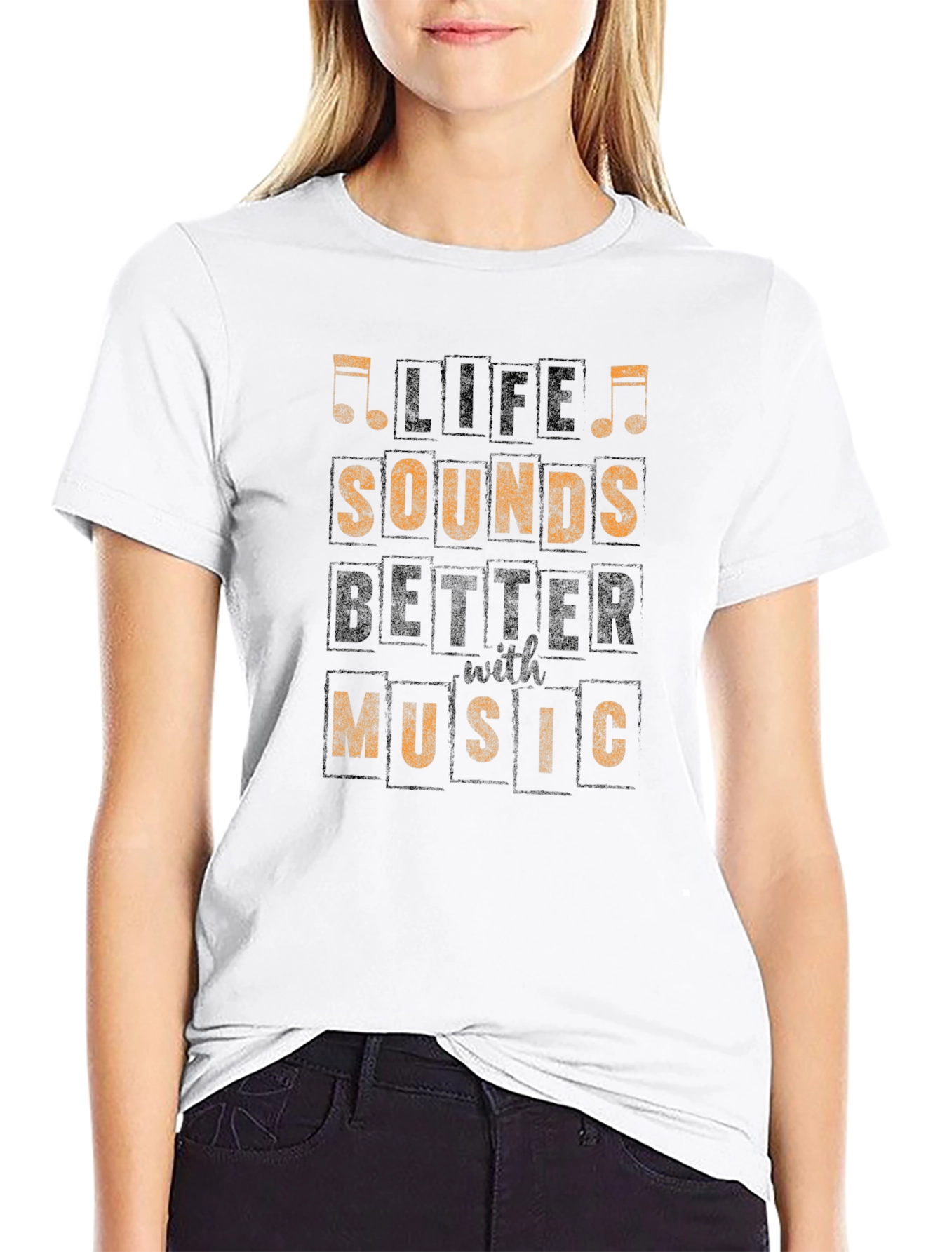 Life Sounds Better with Music Black Graphic Tee