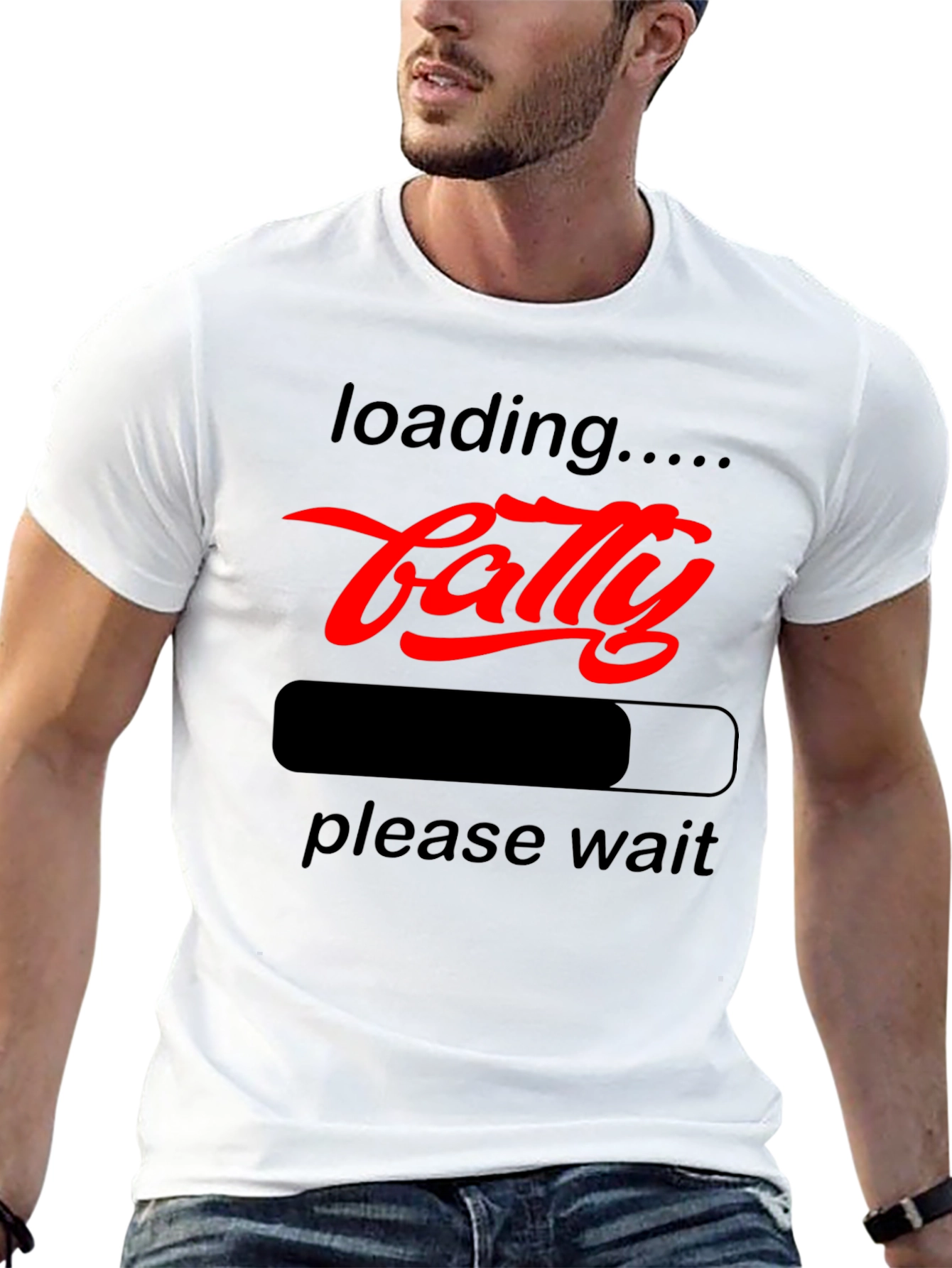Funny Fatty Loading Graphic Tee - Please Wait T-Shirt