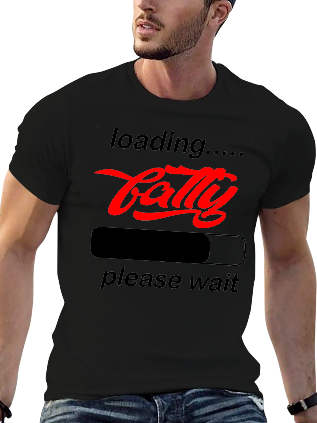 Funny Fatty Loading Graphic Tee - Please Wait T-Shirt